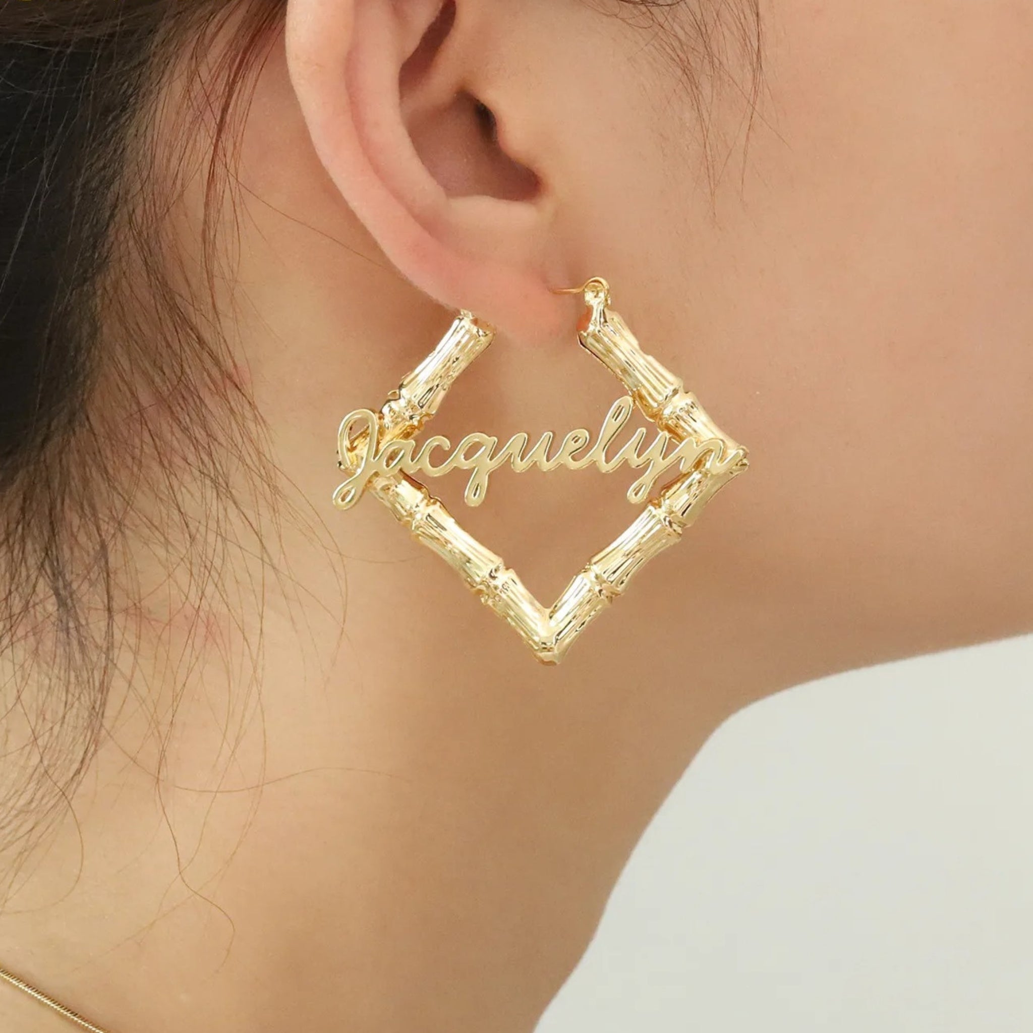 Square Bamboo Name Hoops