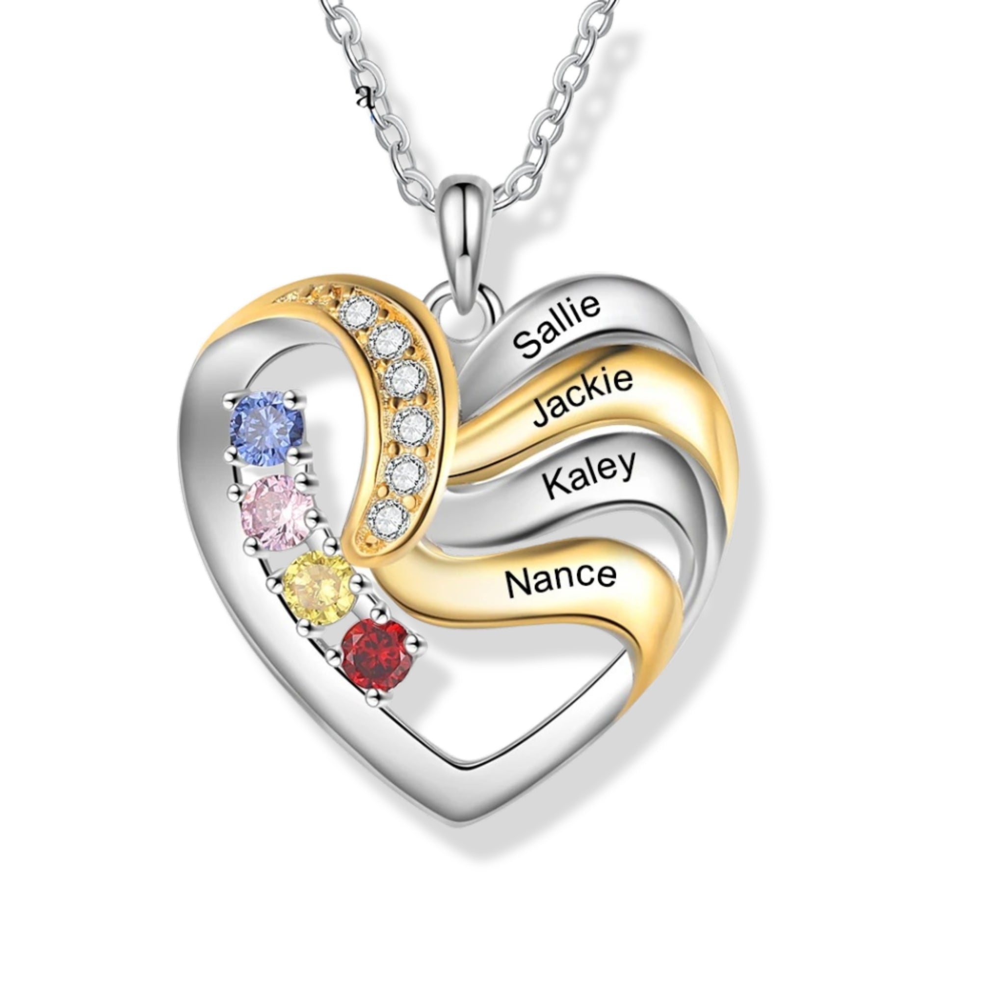 Multi-Name and Birthstone Heart Pendant