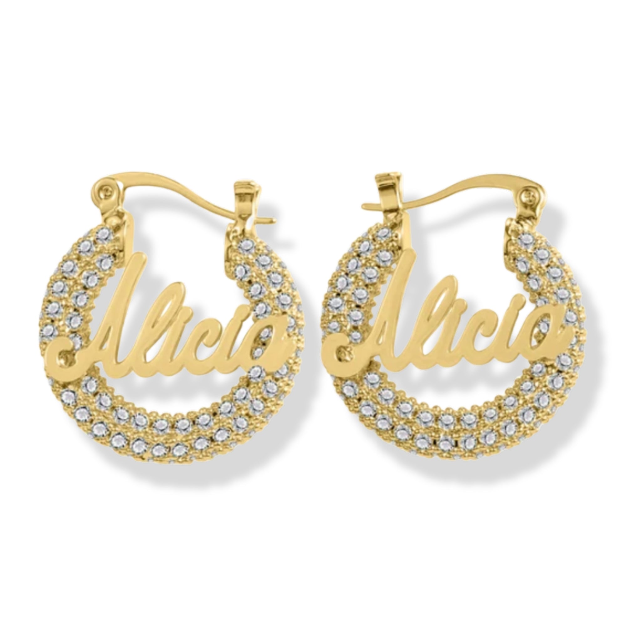 Pave Name Hoop Earrings