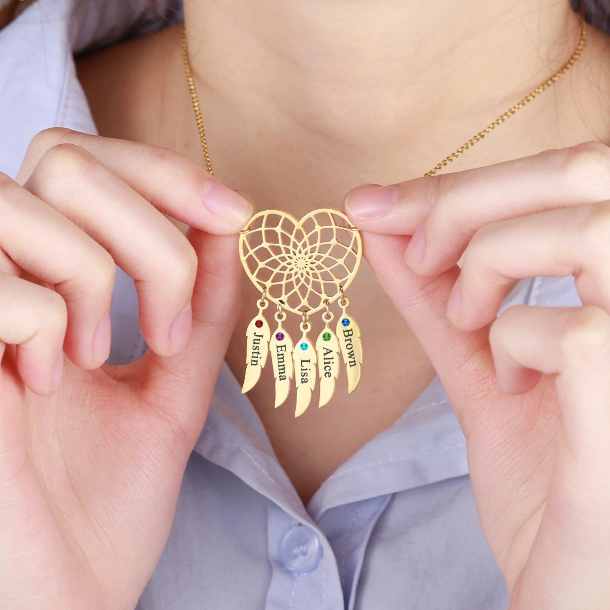 Dreamcatcher Name and Birthstone Pendant