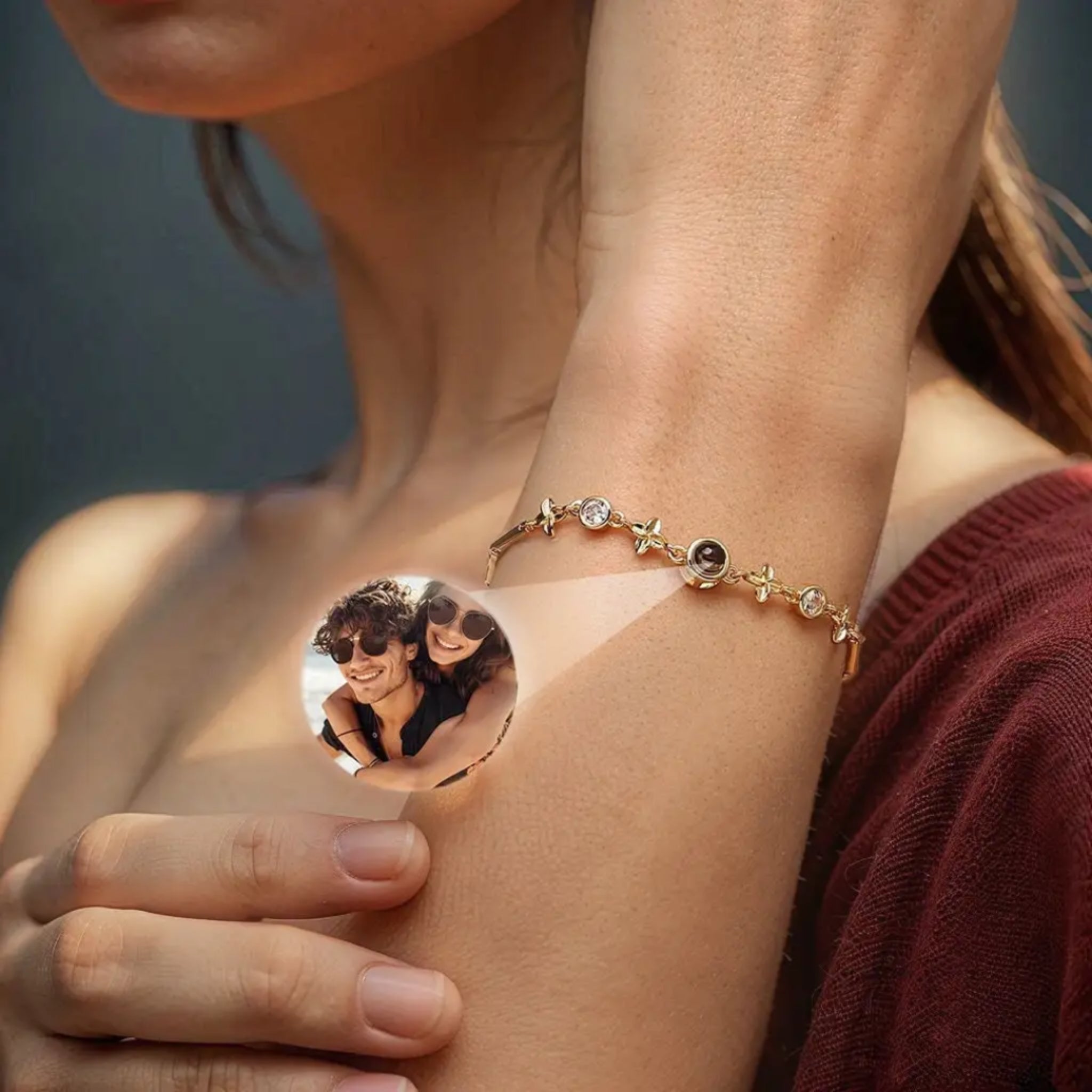 Floral 925 Bracelet with Hidden Photo
