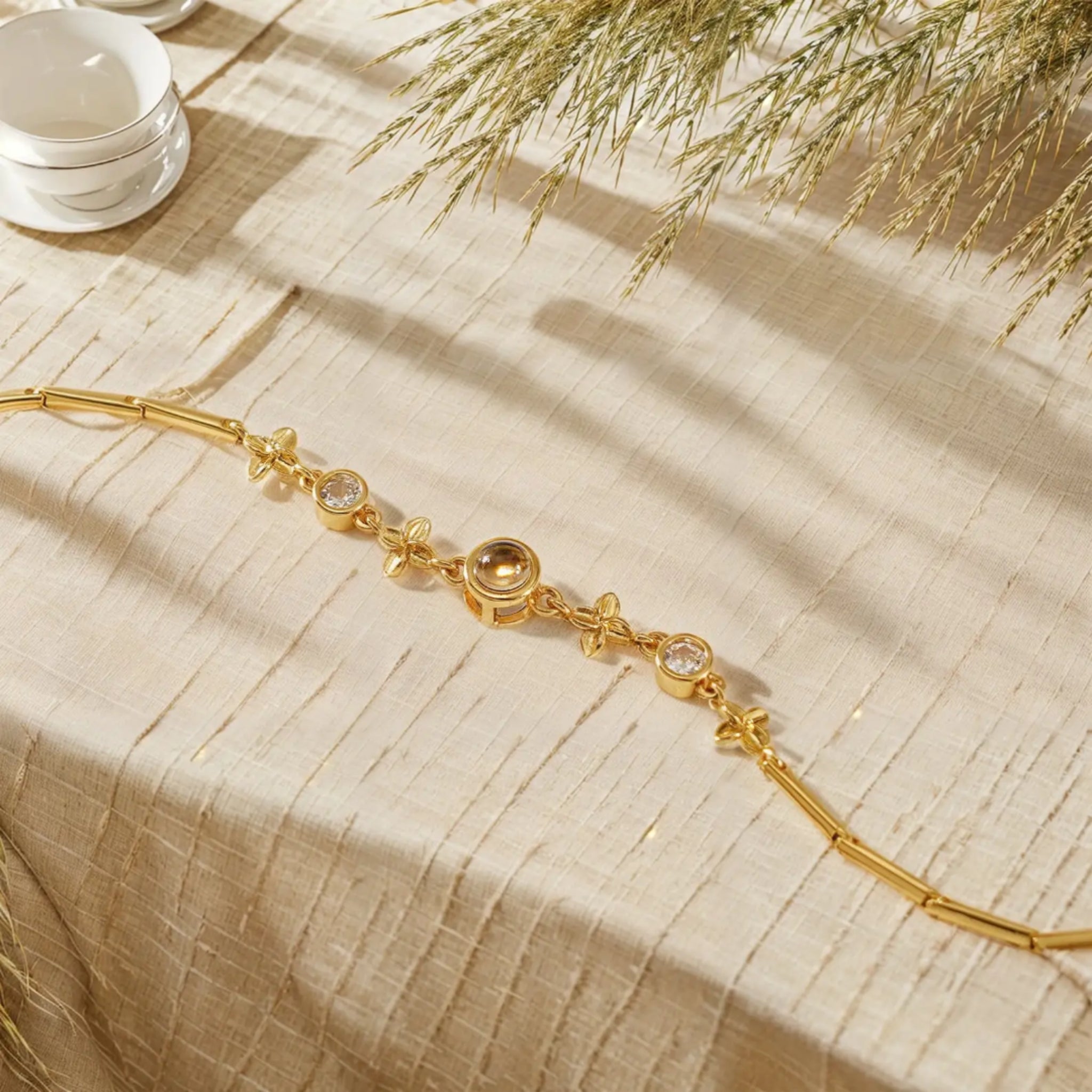 Floral 925 Bracelet with Hidden Photo