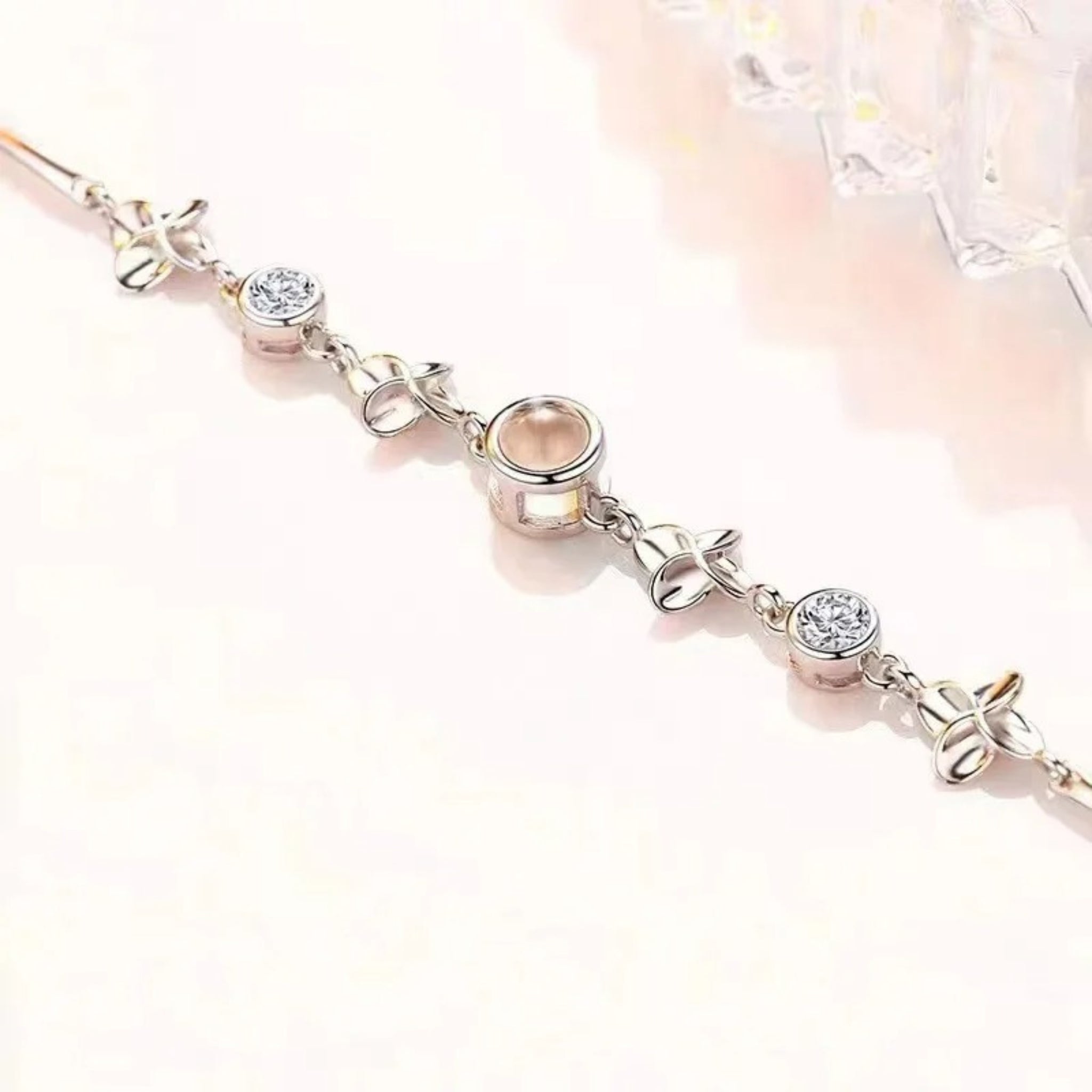 Floral 925 Bracelet with Hidden Photo