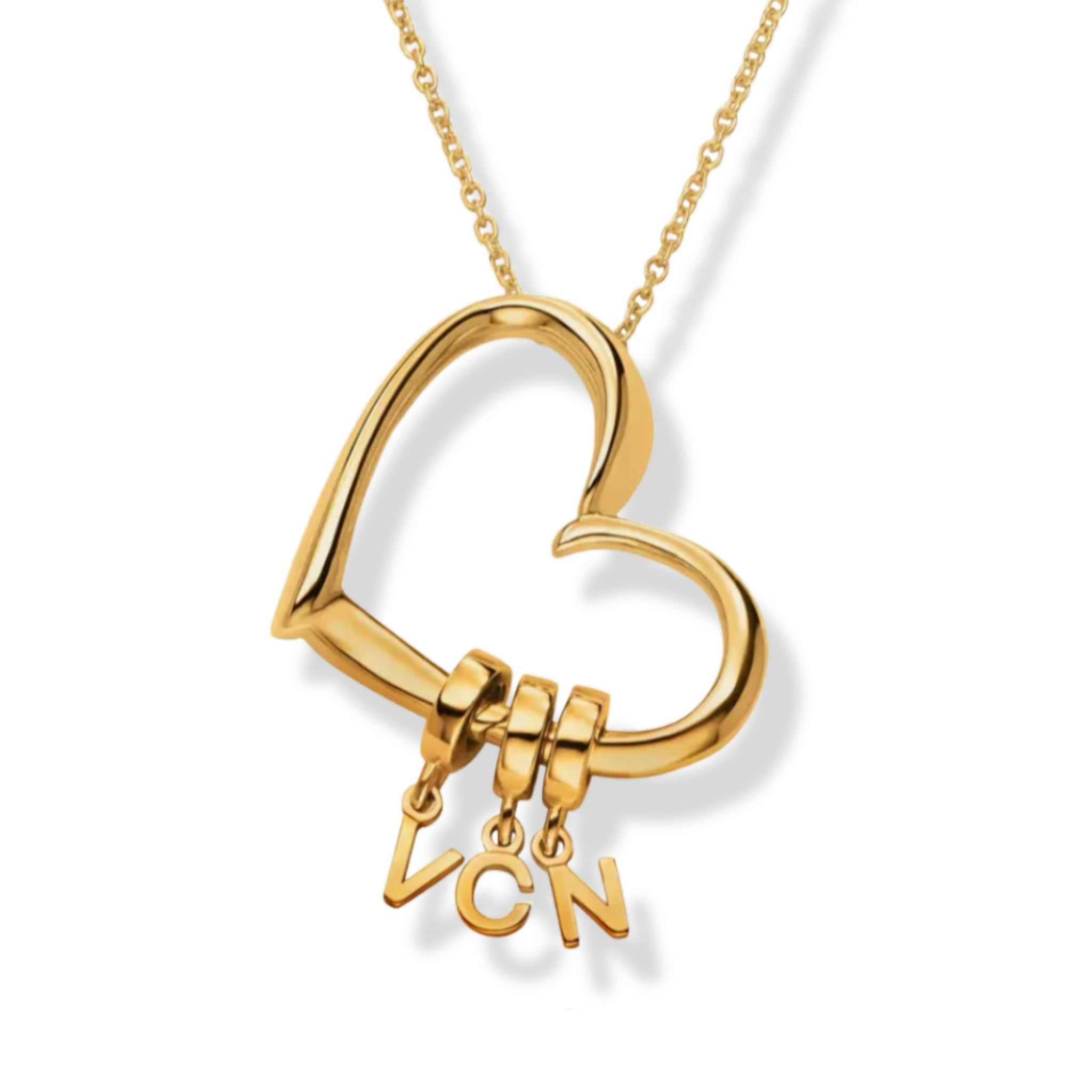Heart Pendant with Drop Initials