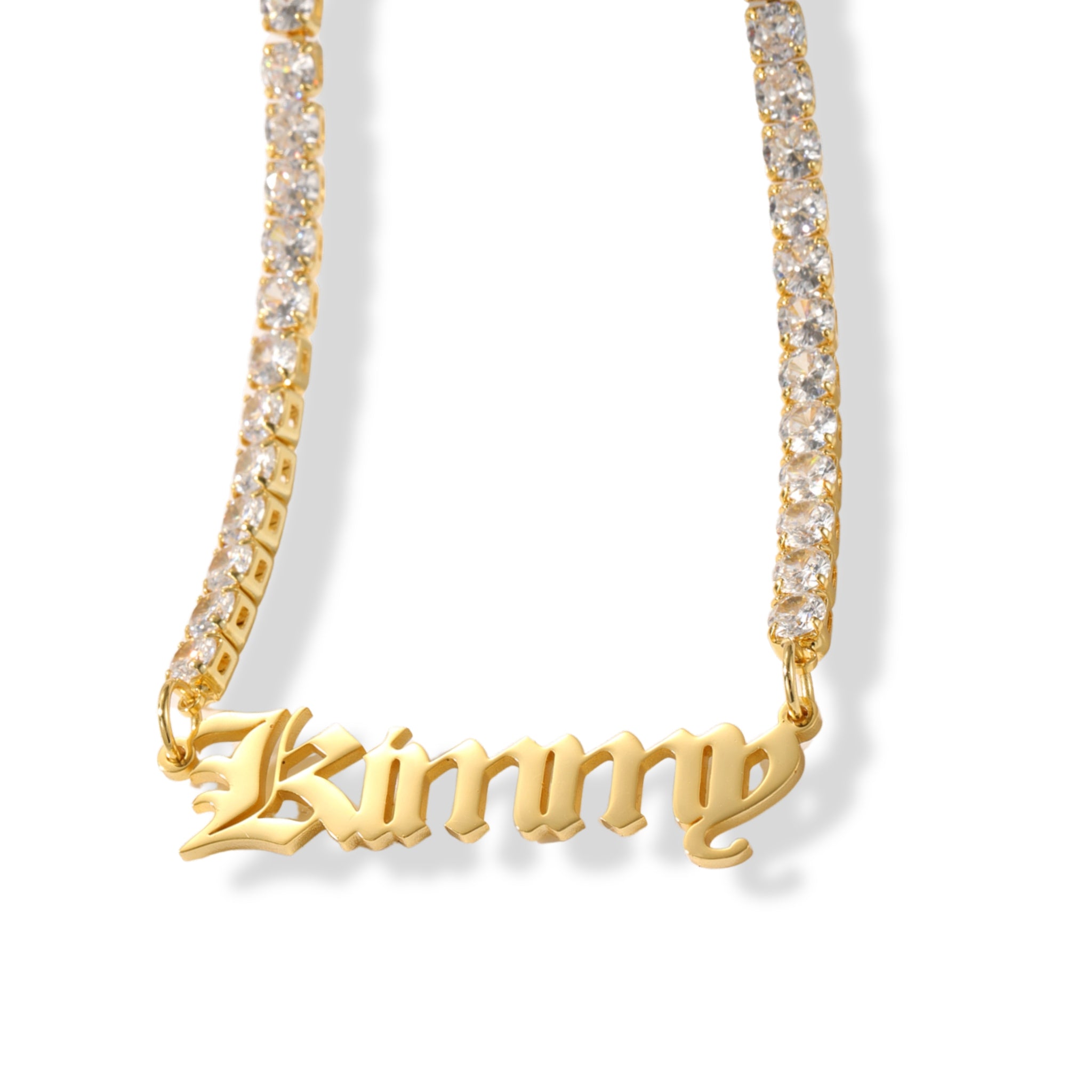 Name Pendant on Sparkling Tennis Chain