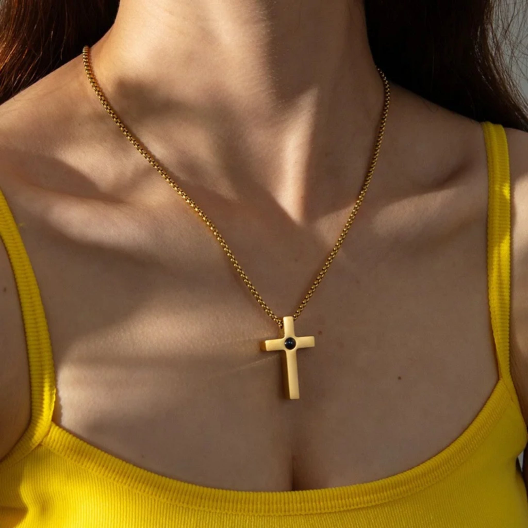 Engraved Cross Pendant with Hidden Photo