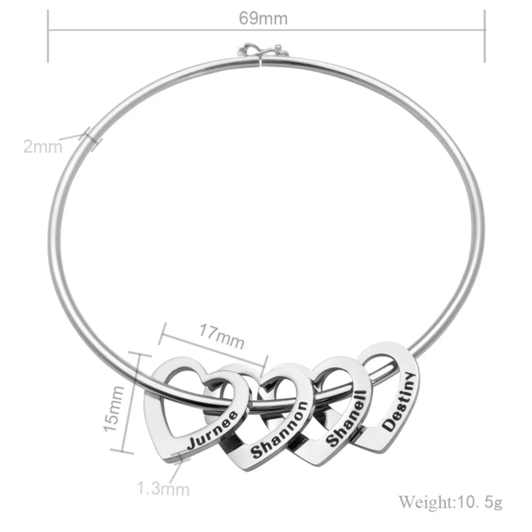 Engraved Hearts Charm Bangle