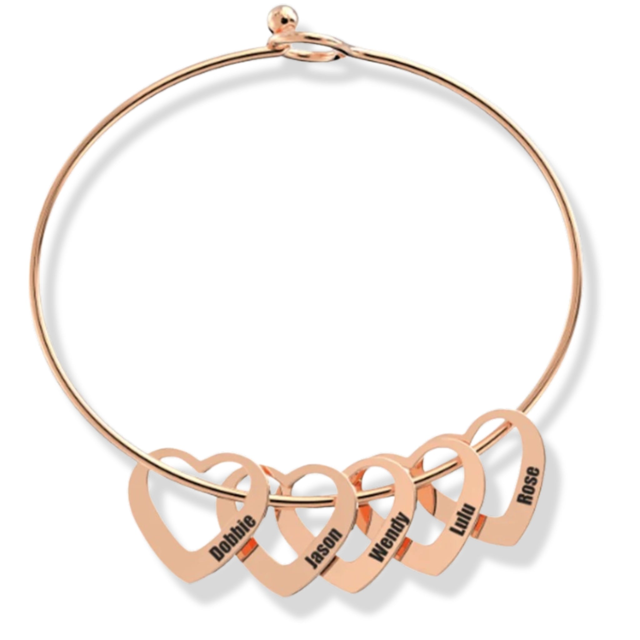 Engraved Hearts Charm Bangle