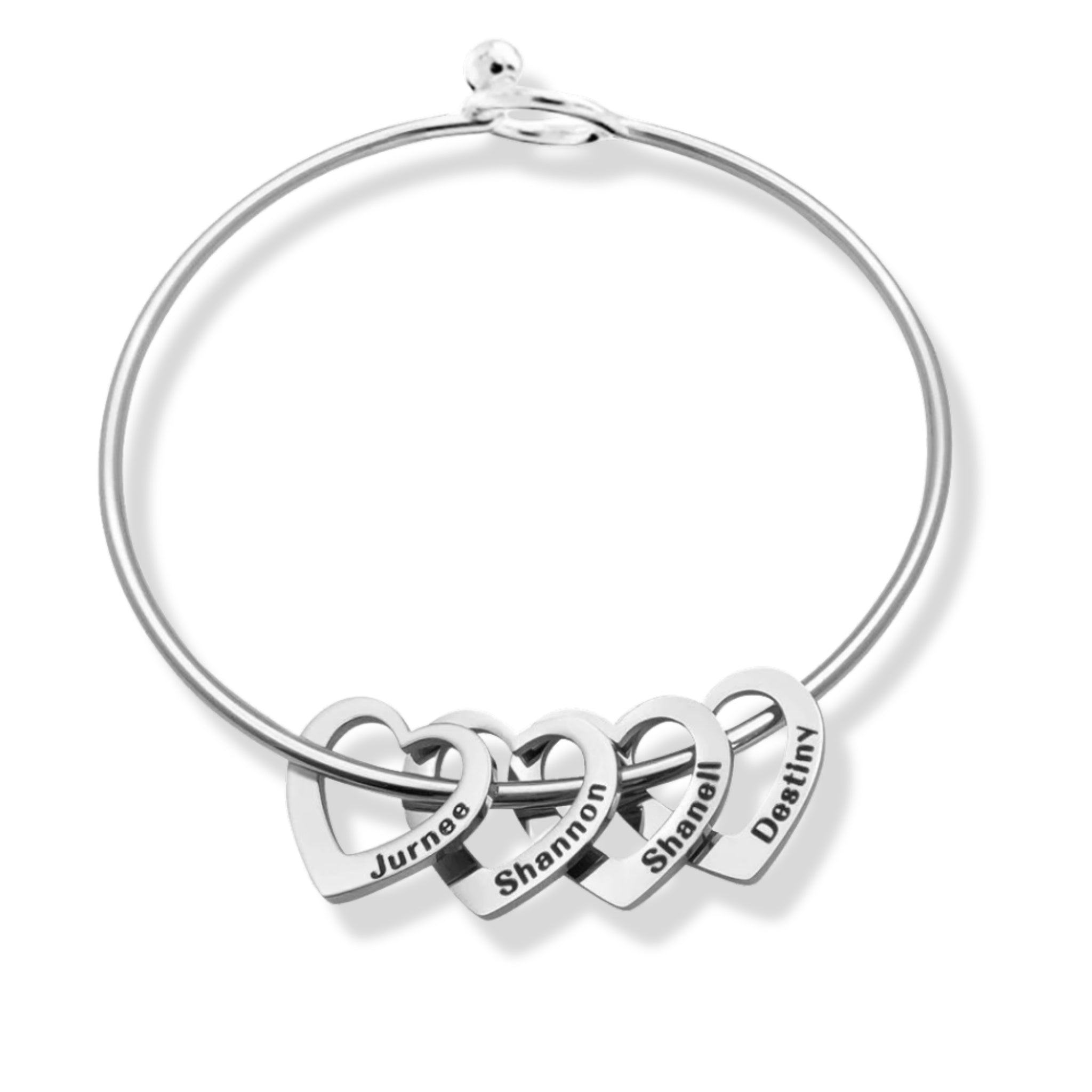 Engraved Hearts Charm Bangle