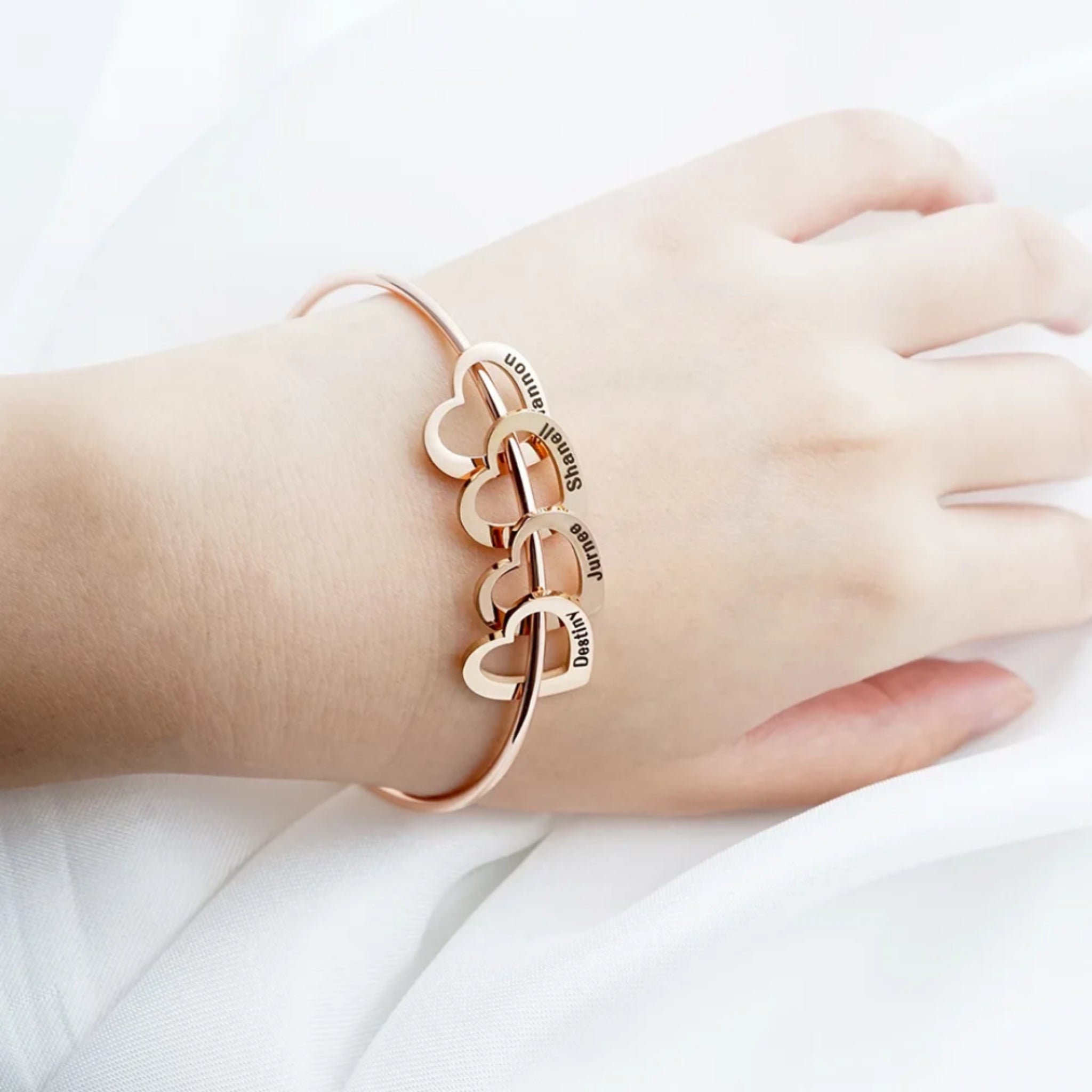 Engraved Hearts Charm Bangle