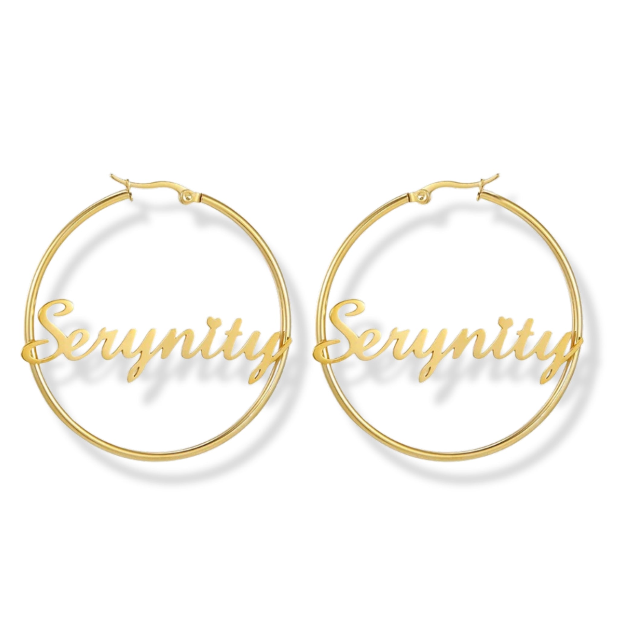 Large Name Hoop Earrings