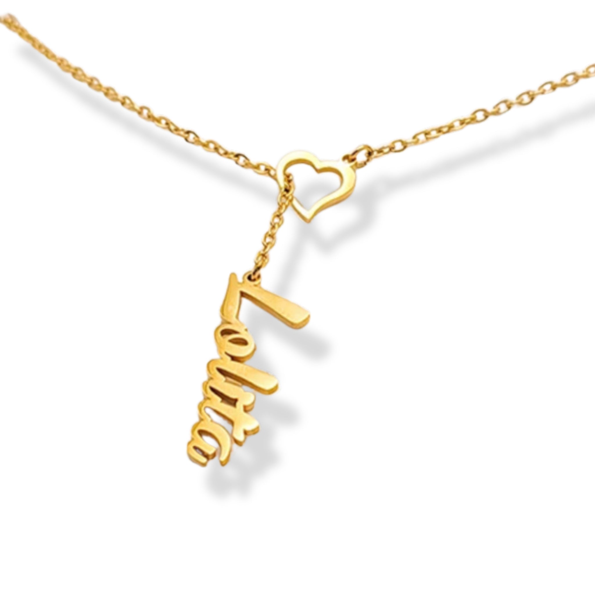 Heart Line Necklace with Name
