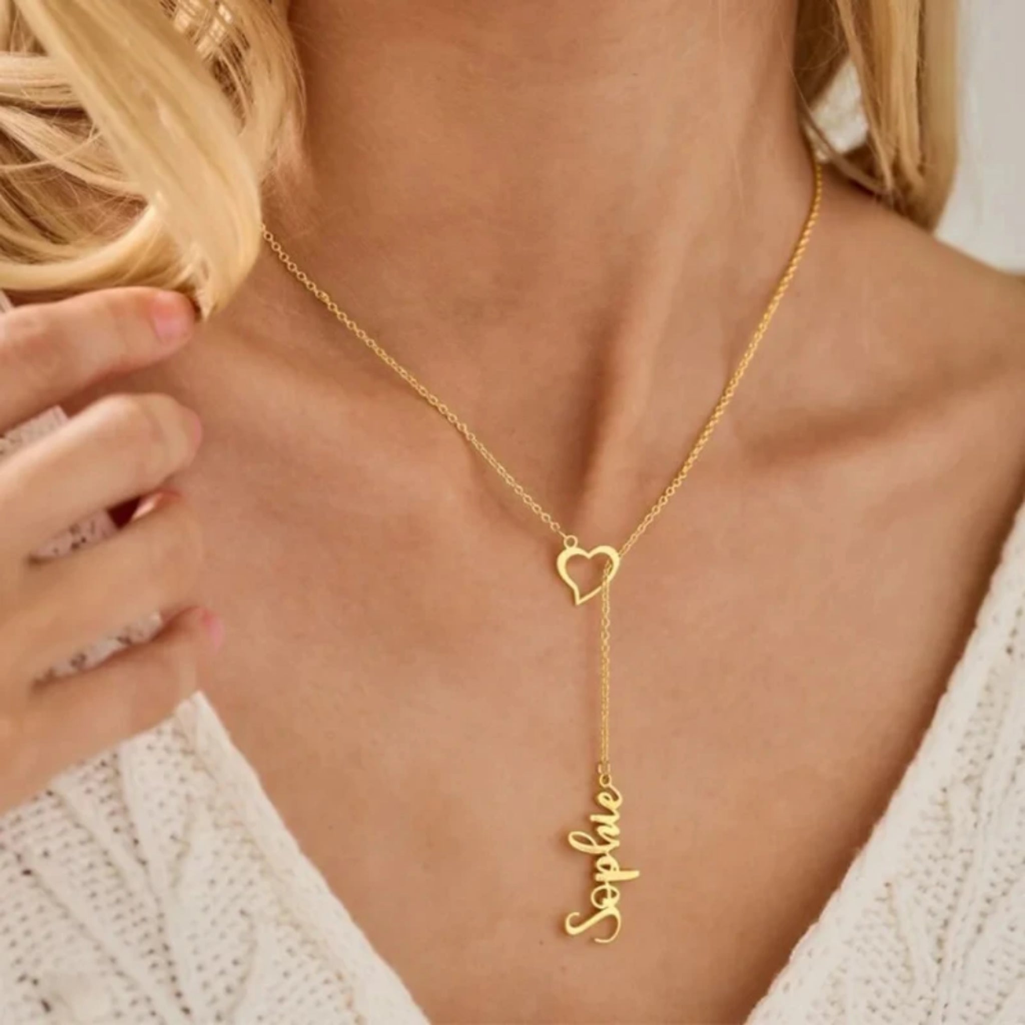 Heart Line Necklace with Name