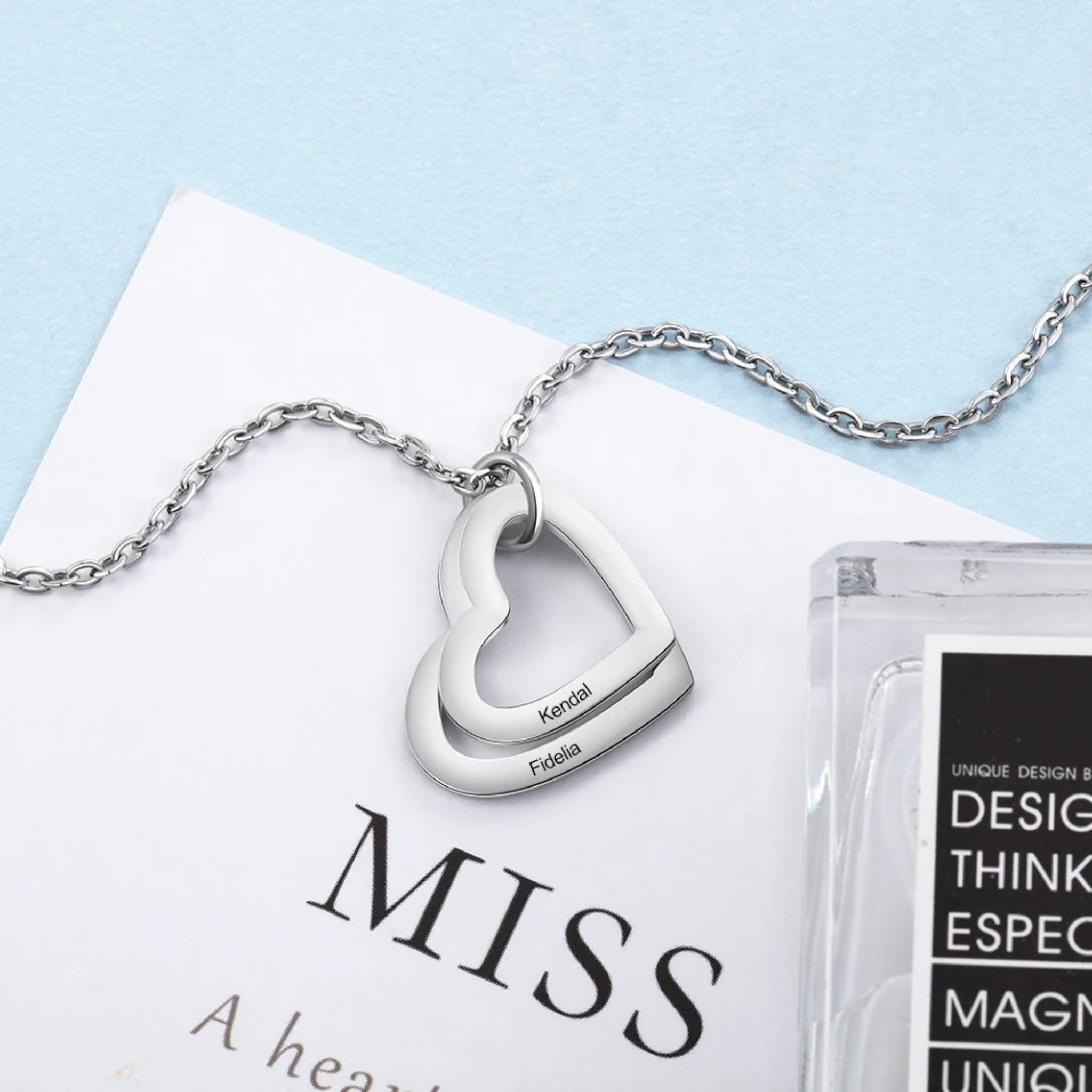Layered Heart Pendant Name Necklace