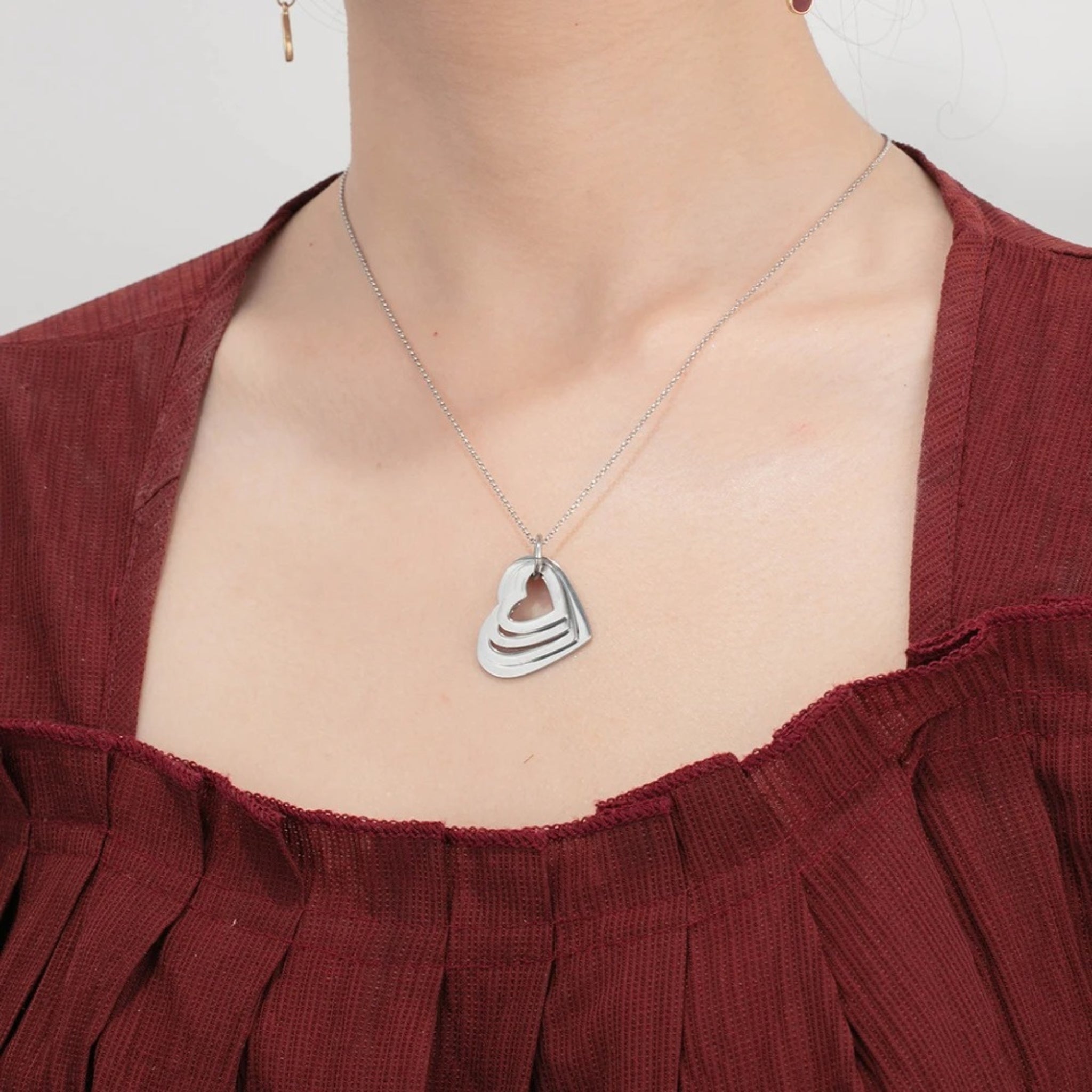 Layered Heart Pendant Name Necklace