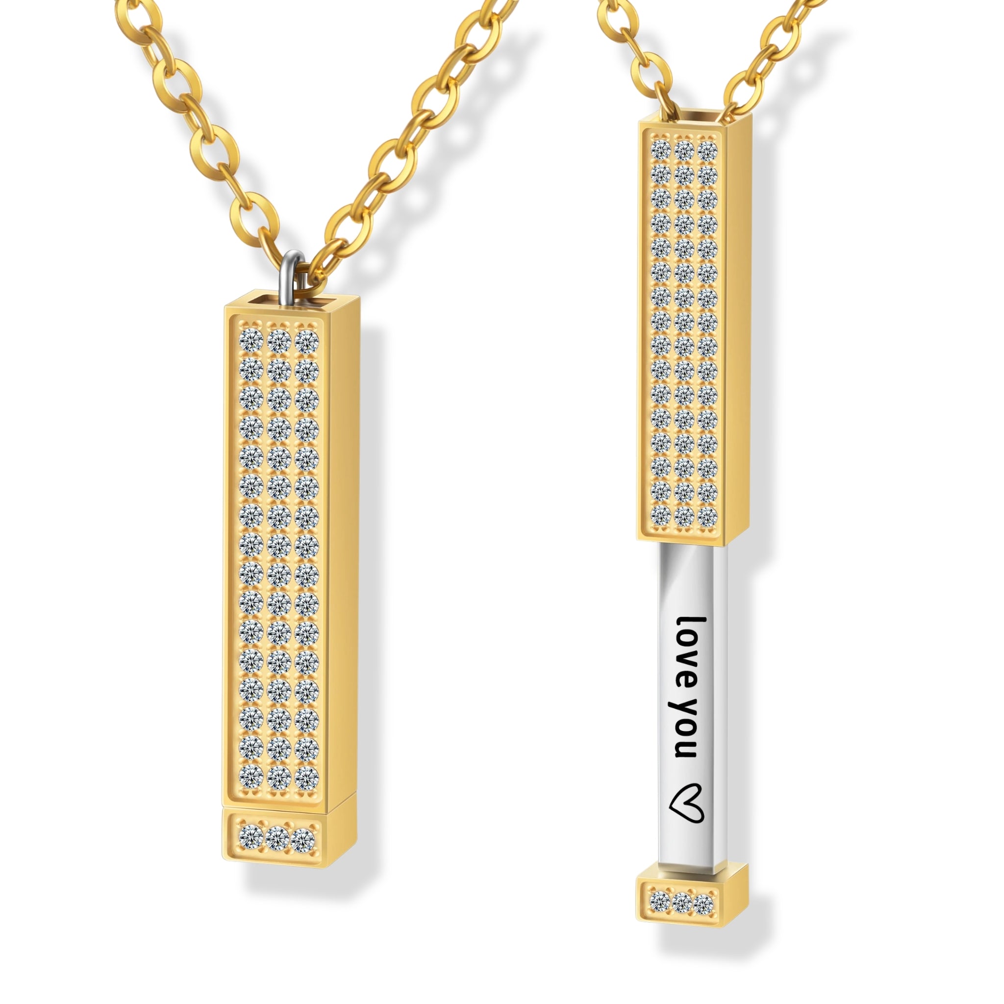 Shimmering Bar Pendant with Secret Engraving