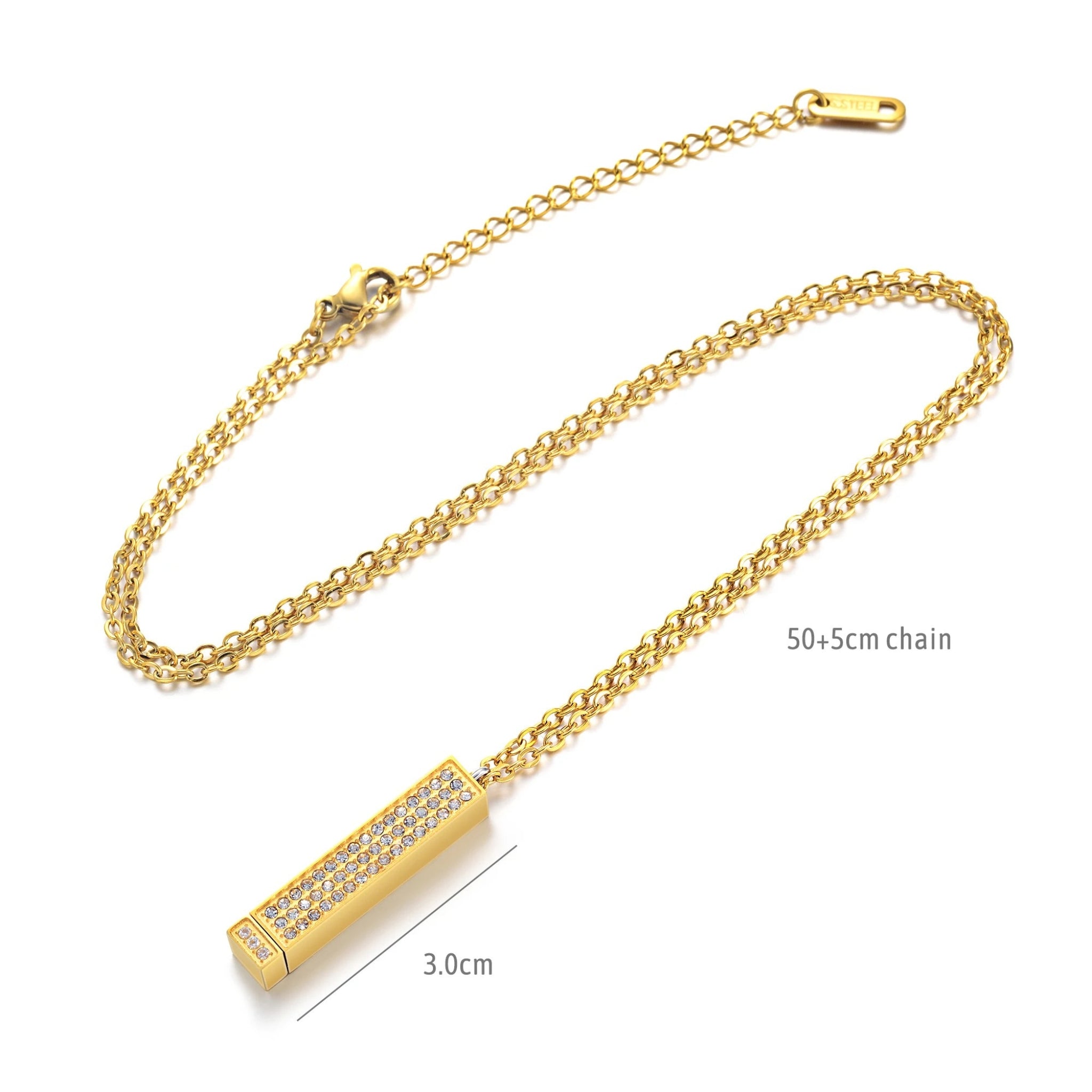 Shimmering Bar Pendant with Secret Engraving