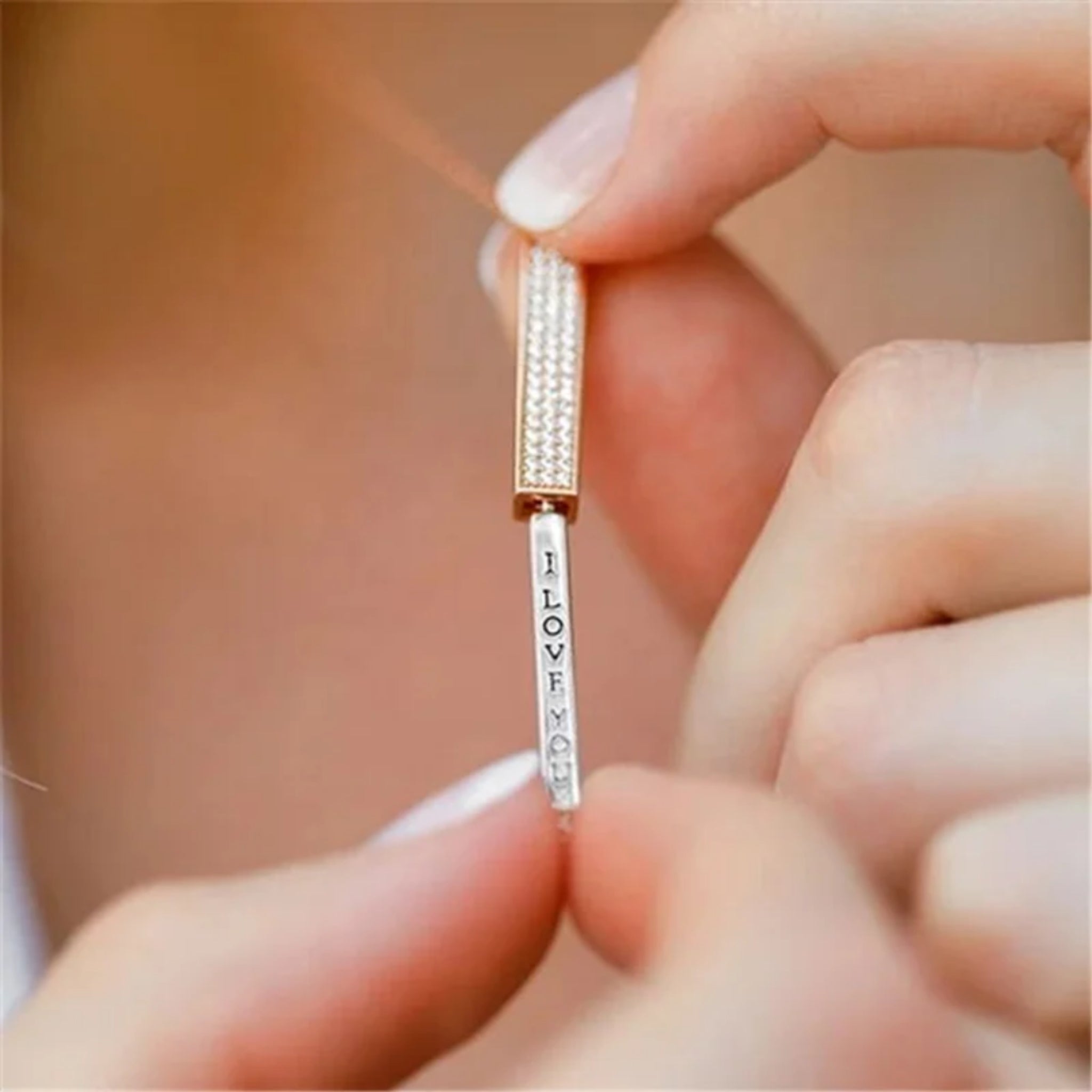 Shimmering Bar Pendant with Secret Engraving