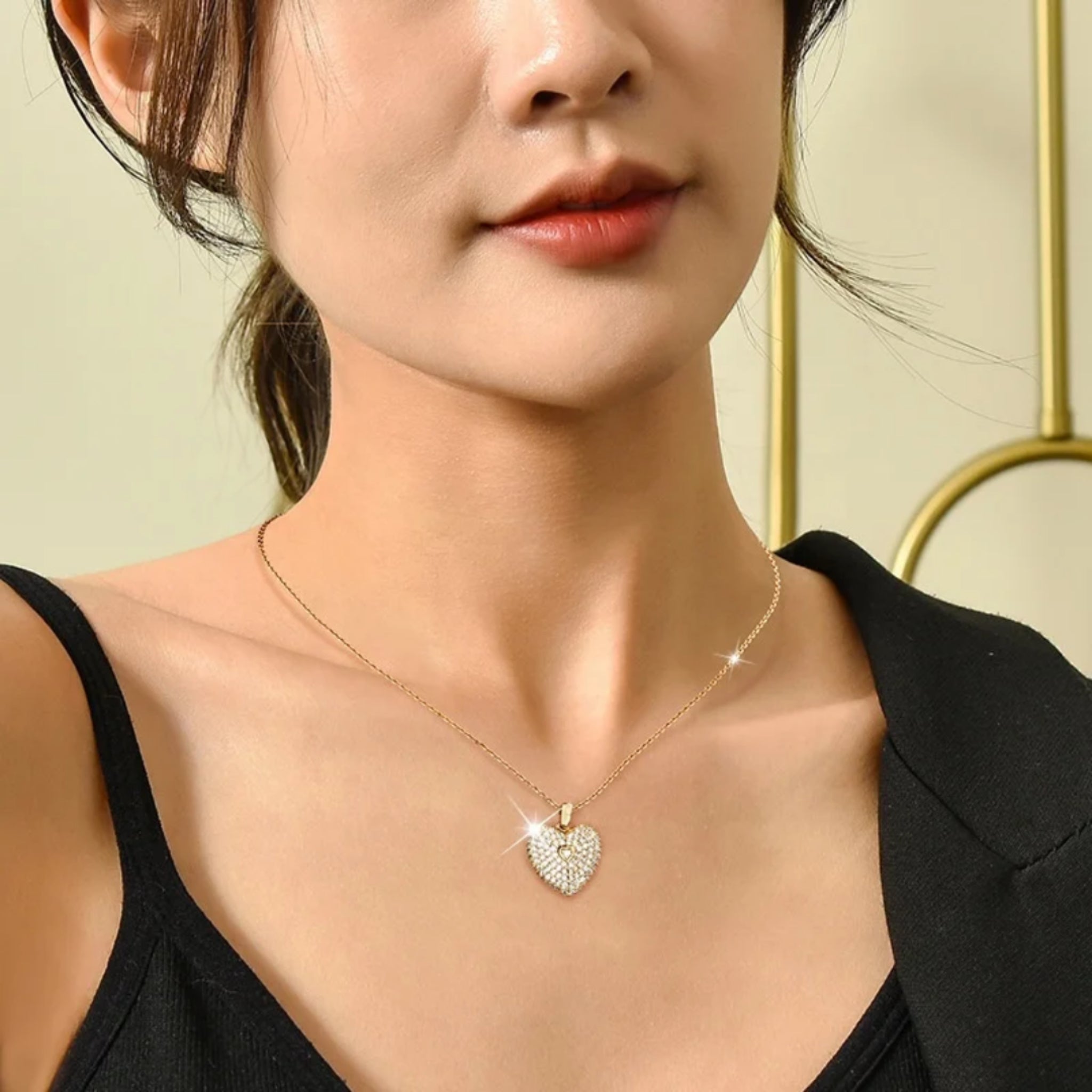 Sparkling Angel Wing Heart Necklace with Photo