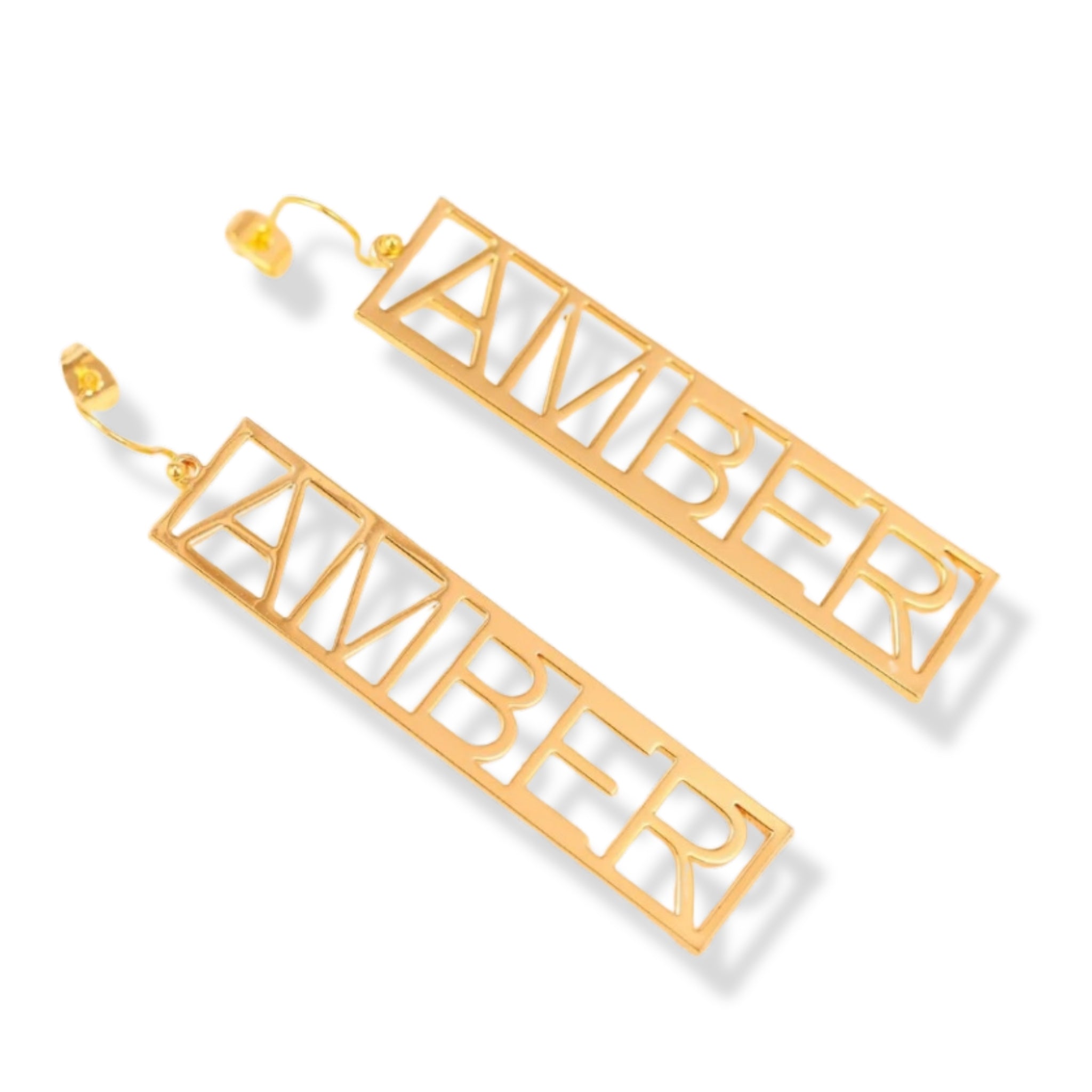 Rectangular Cutout Name Earrings