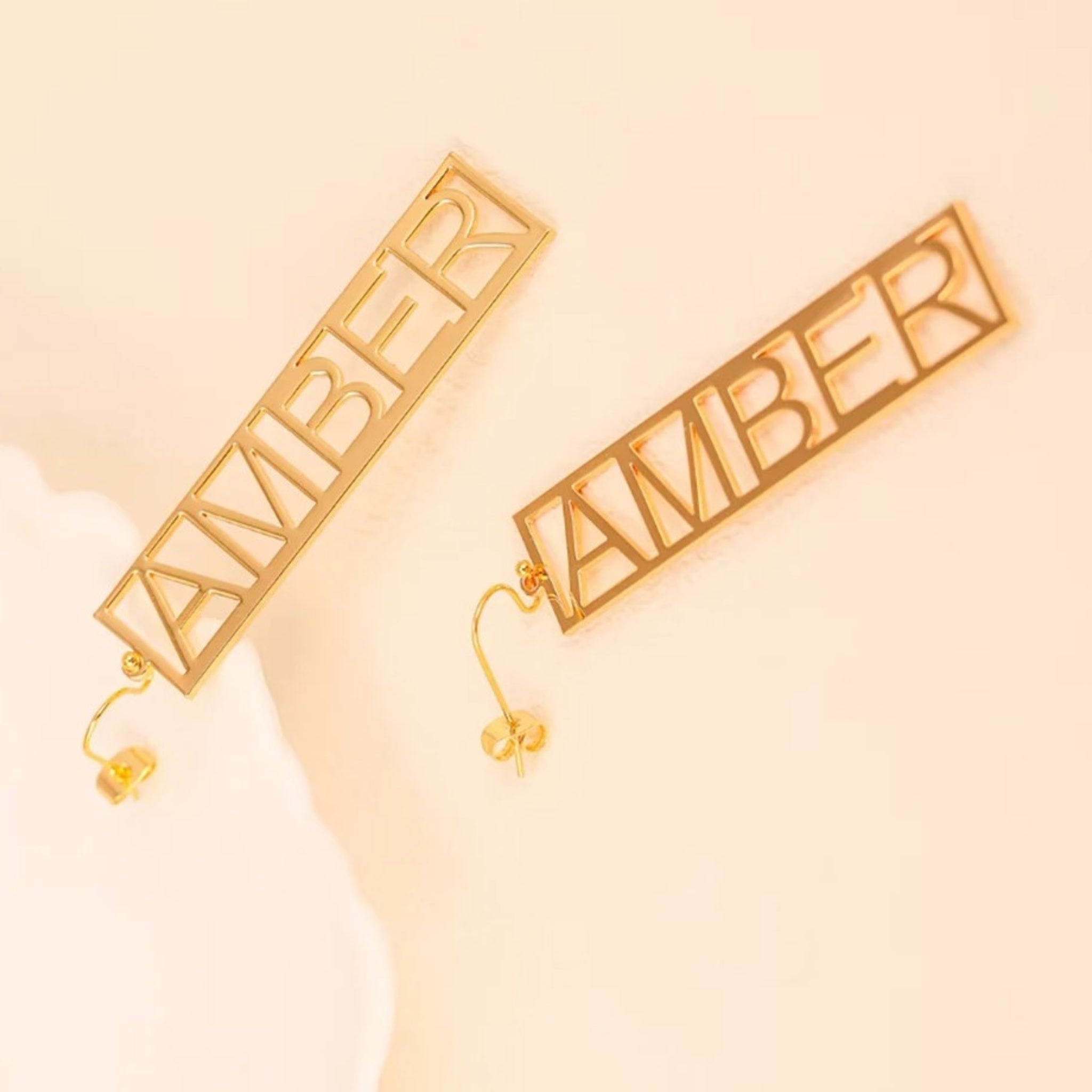 Rectangular Cutout Name Earrings