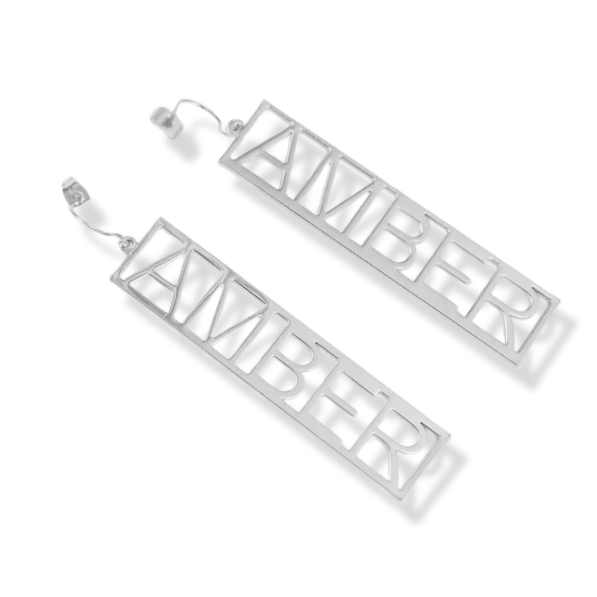Rectangular Cutout Name Earrings