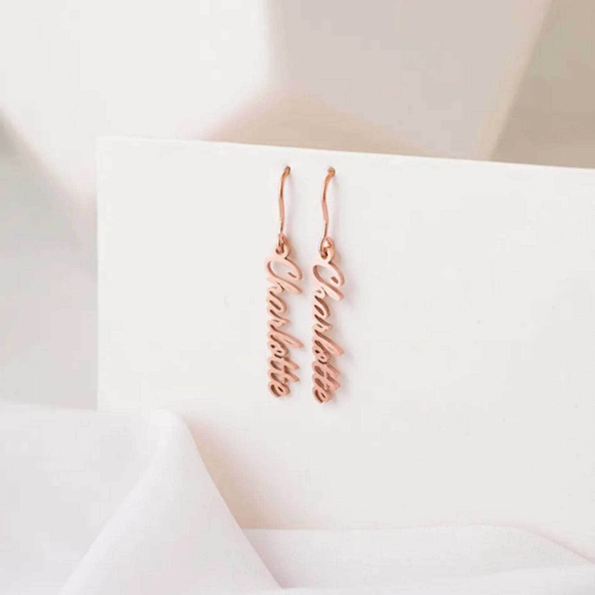 Vertical Name Drop Earrings
