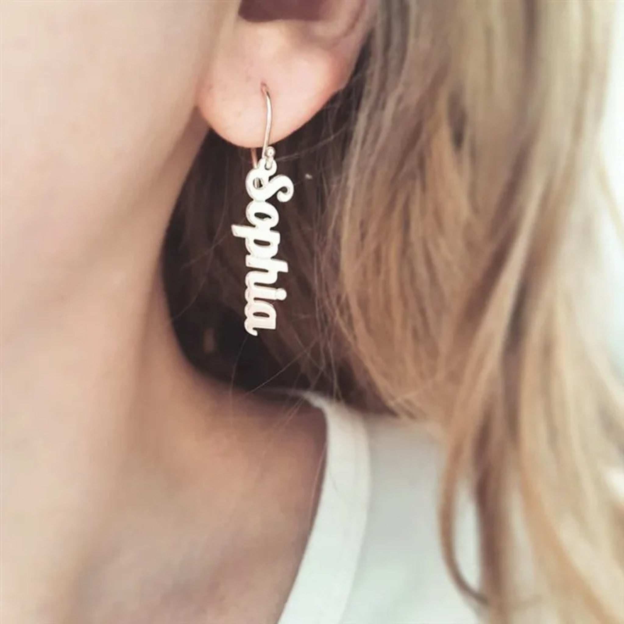 Vertical Name Drop Earrings