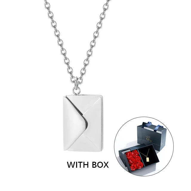 Custom Photo Engraved Envelope Pendant Necklace