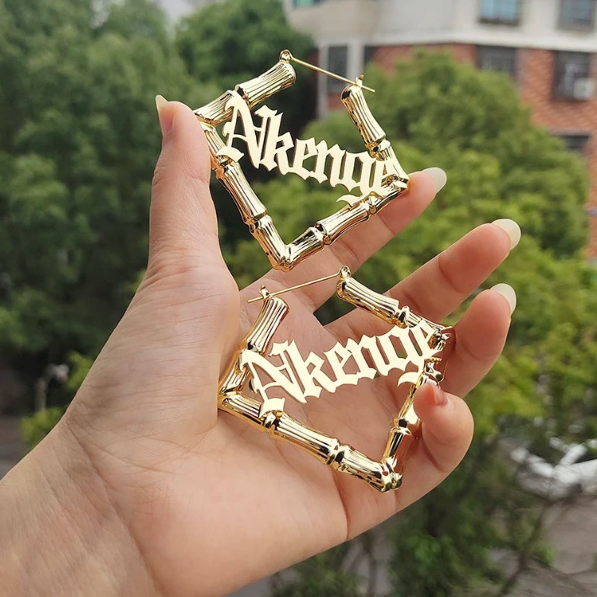Square Bamboo Name Hoops
