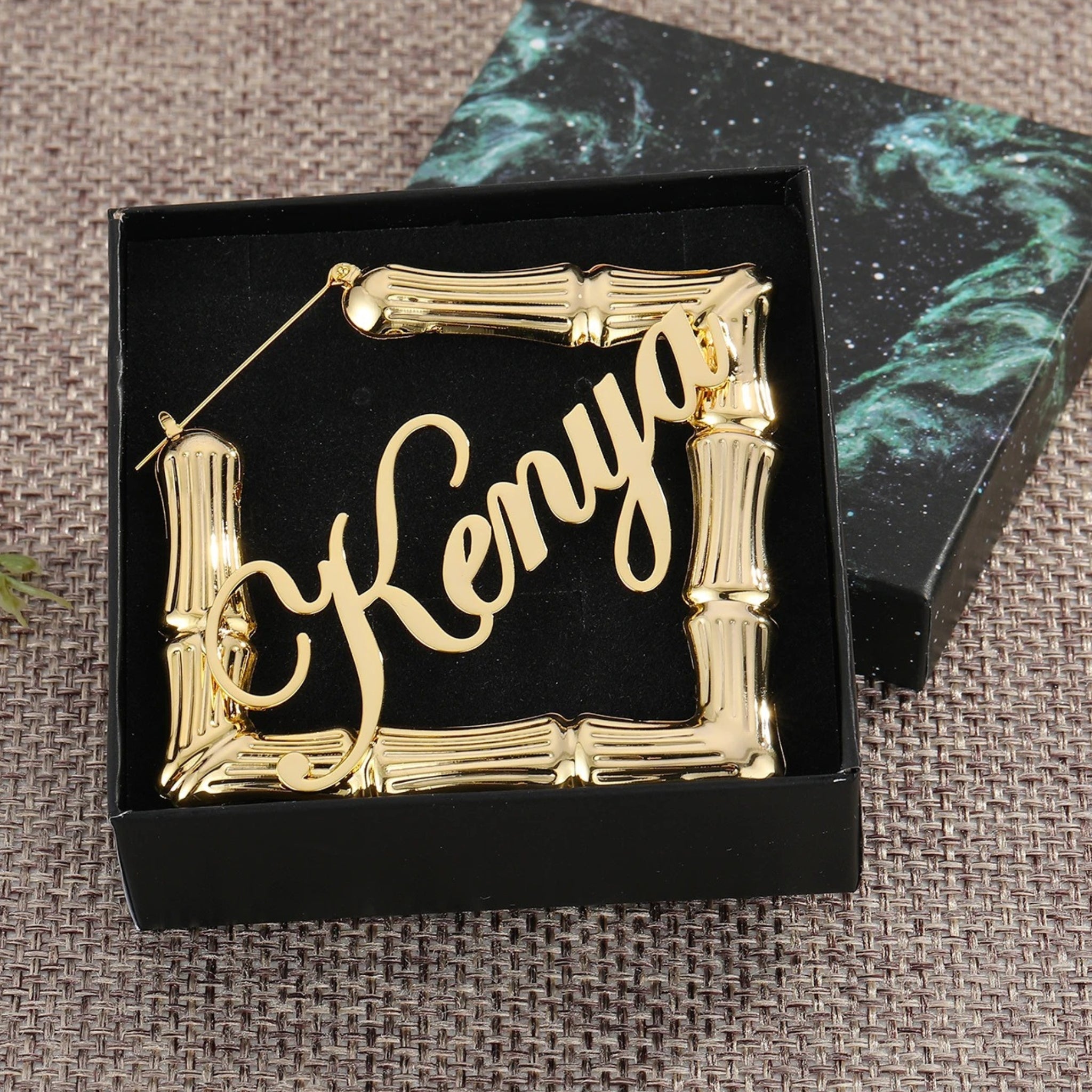 Square Bamboo Name Hoops