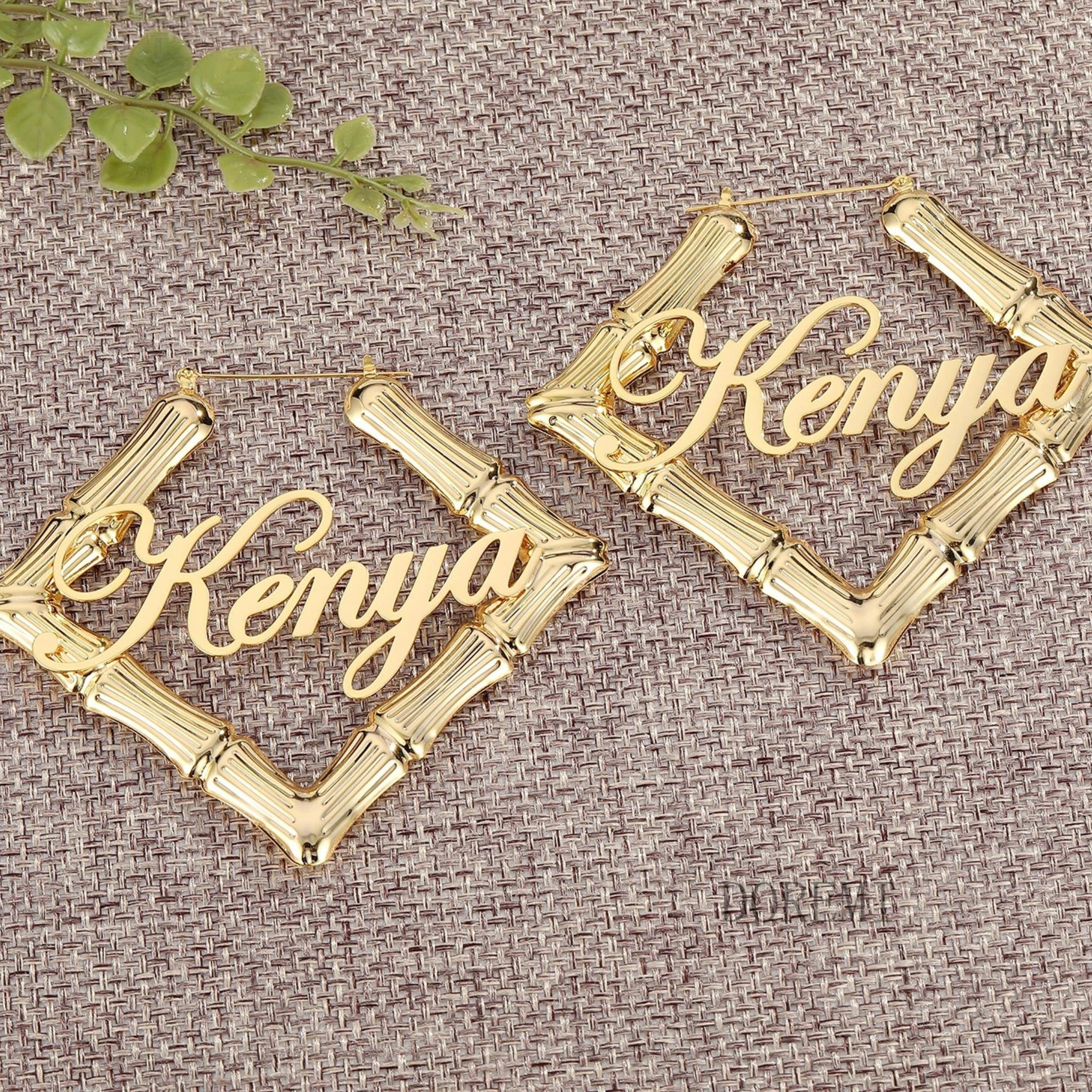 Square Bamboo Name Hoops