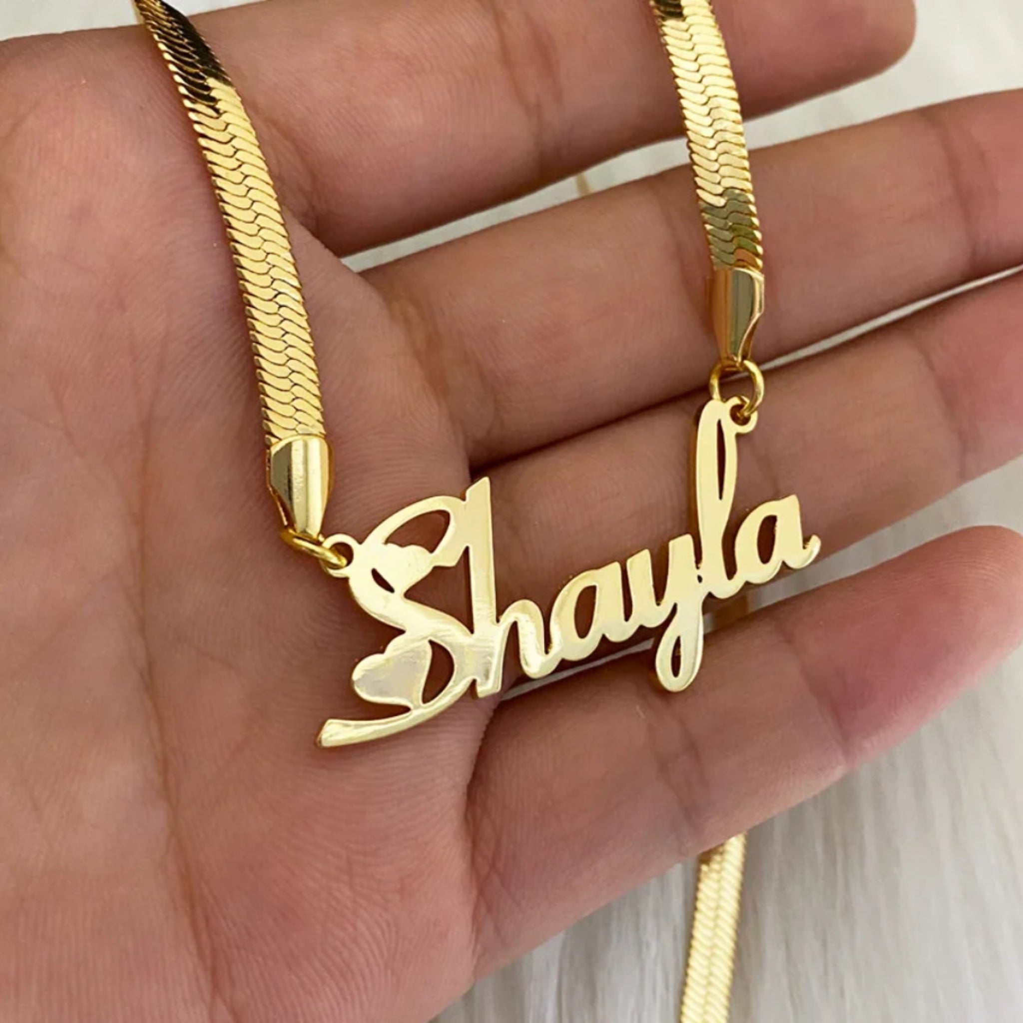 Name Pendant on Snake Chain