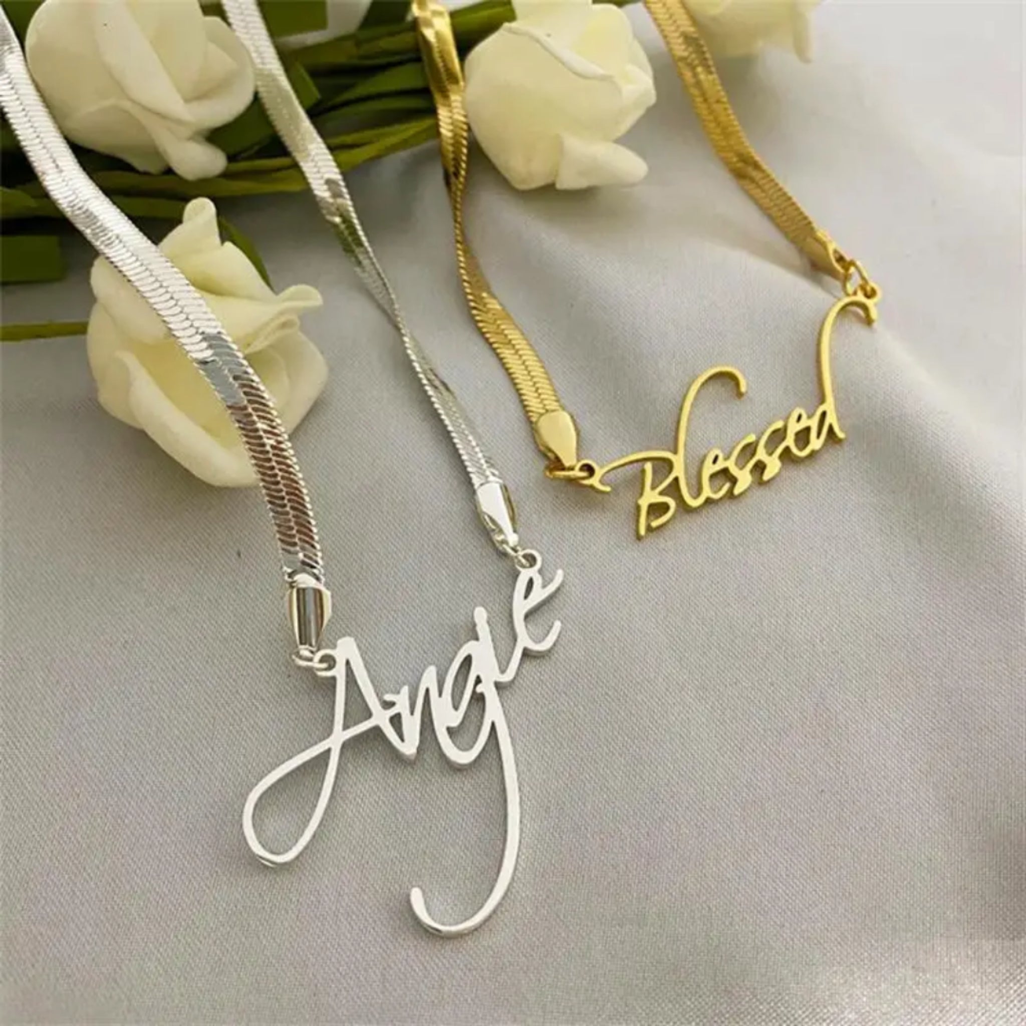 Name Pendant on Snake Chain