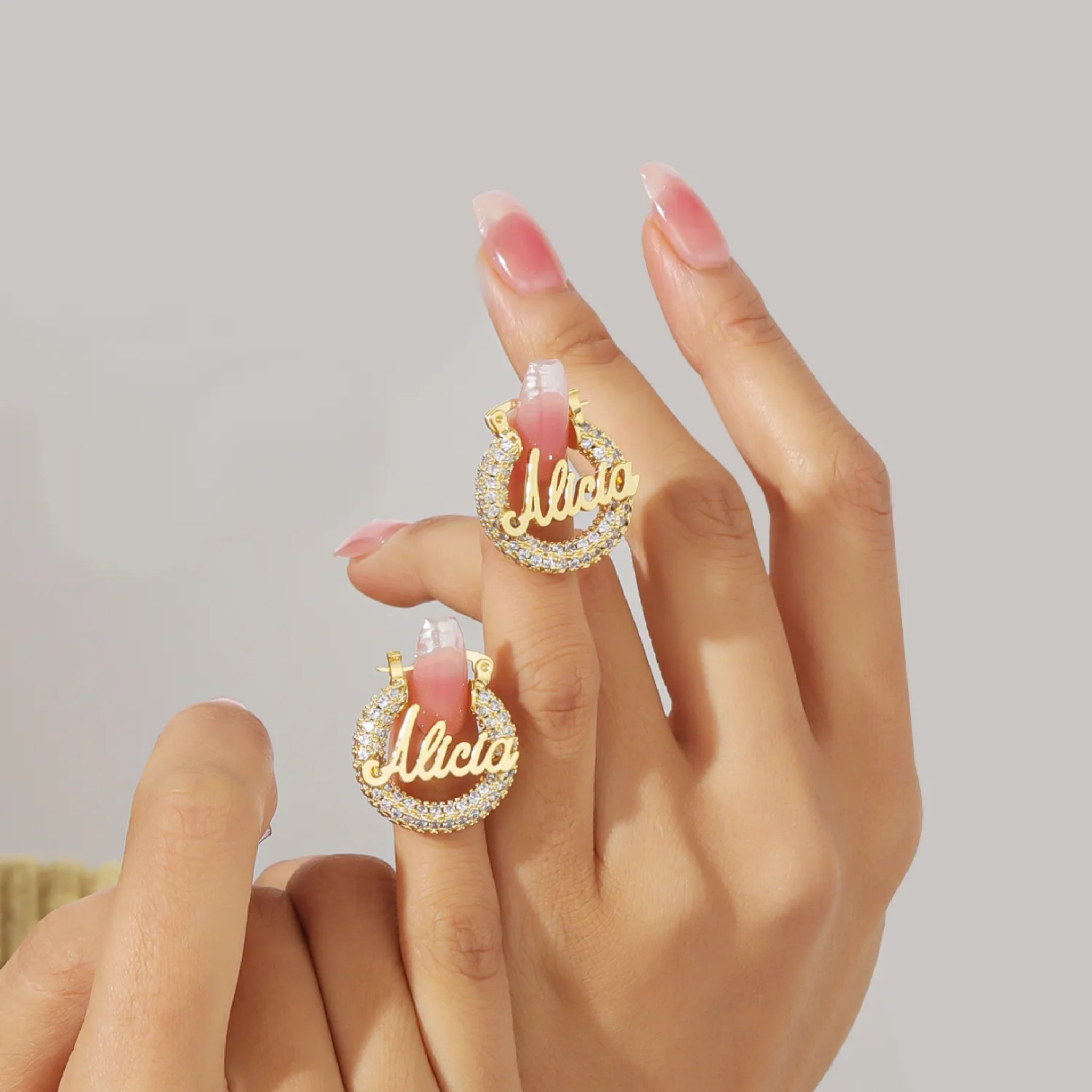 Pave Name Hoop Earrings