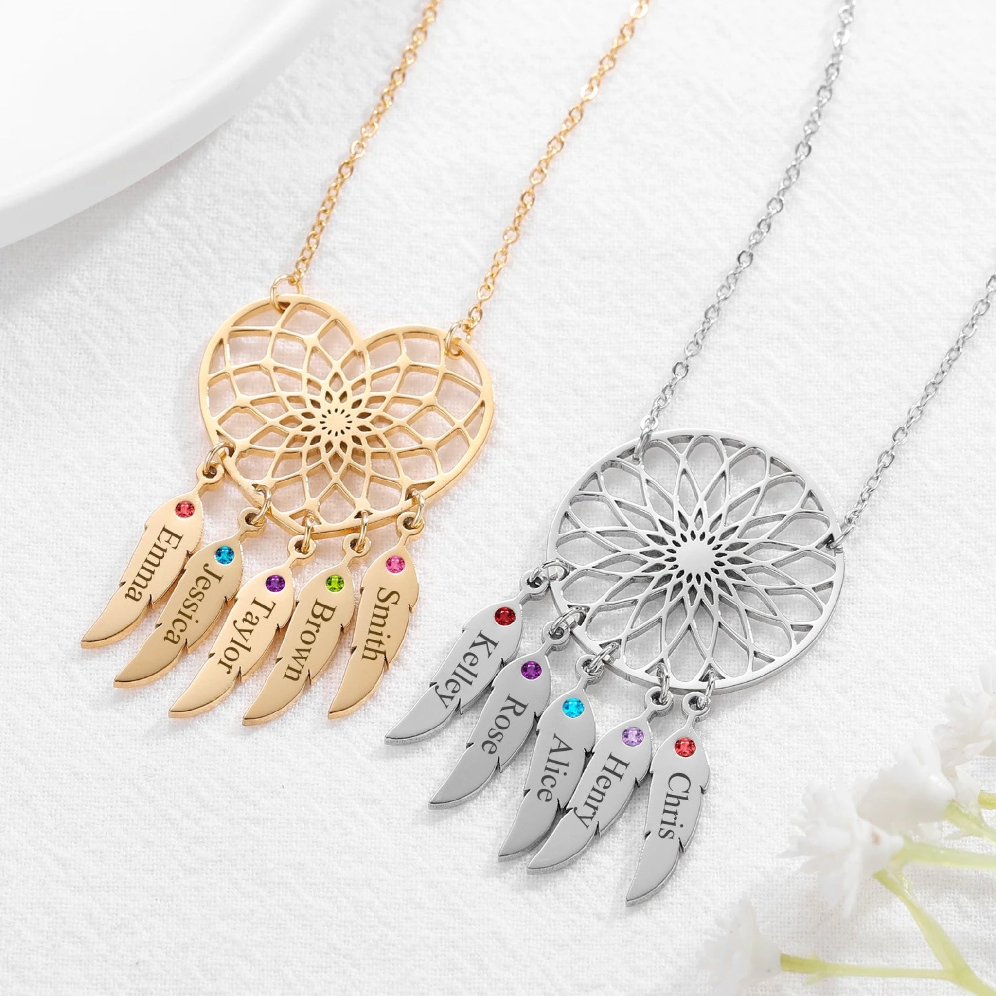 Dreamcatcher Name and Birthstone Pendant