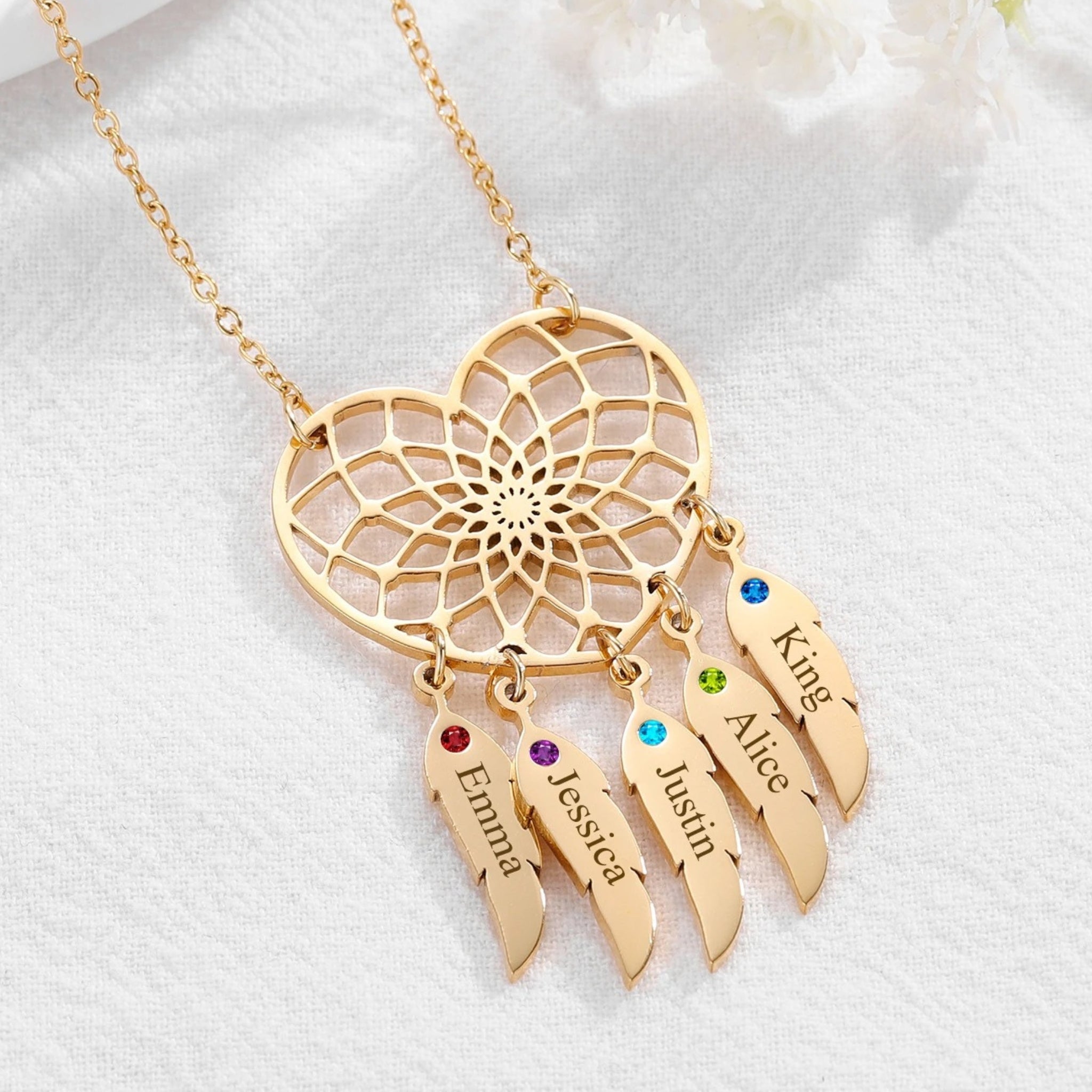 Dreamcatcher Name and Birthstone Pendant