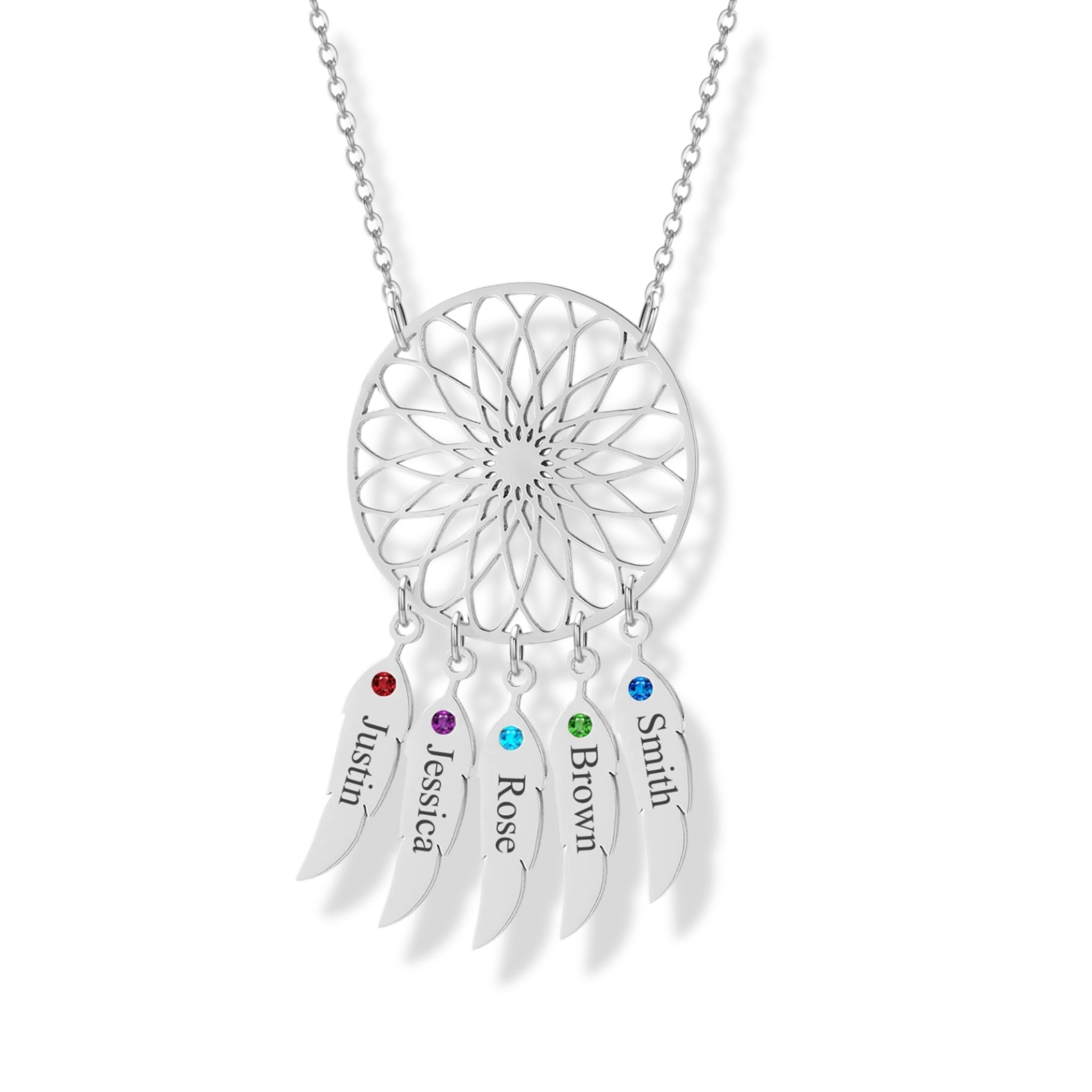 Dreamcatcher Name and Birthstone Pendant