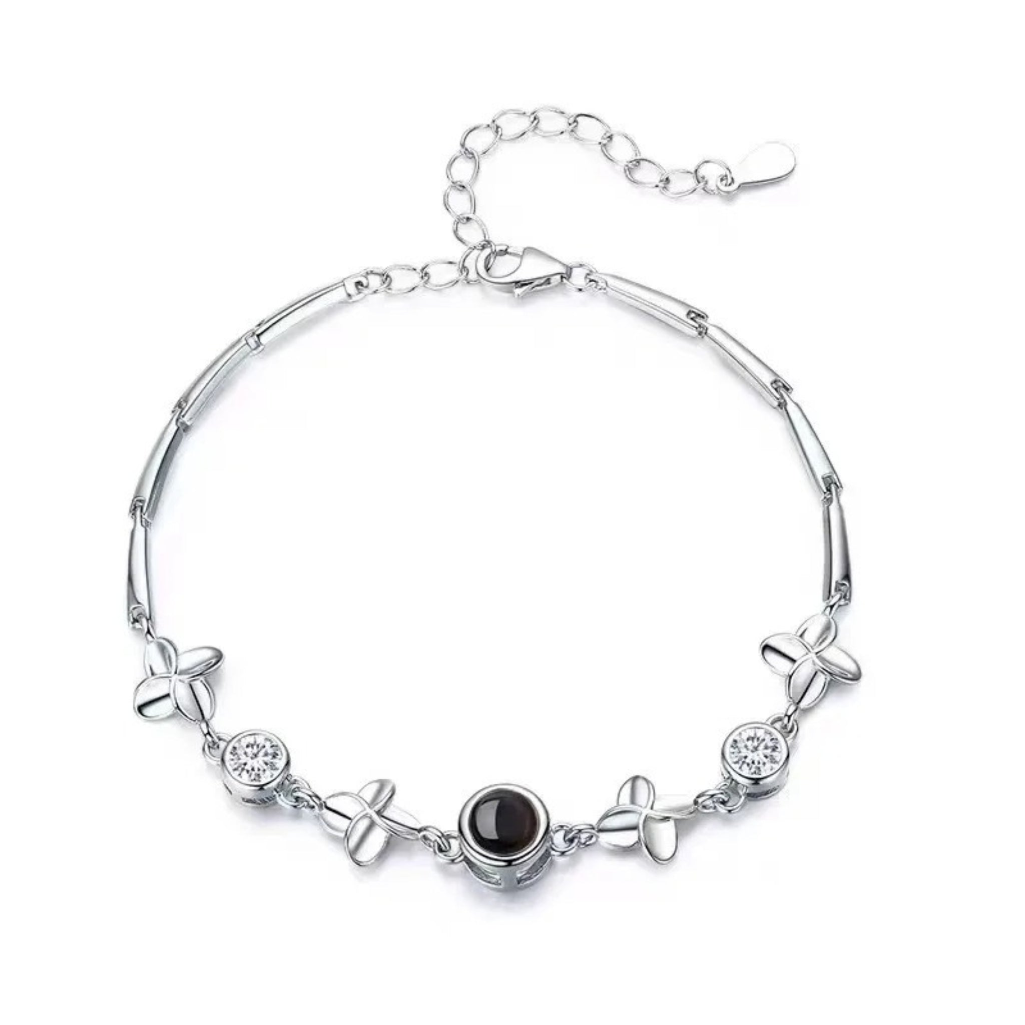 Floral 925 Bracelet with Hidden Photo