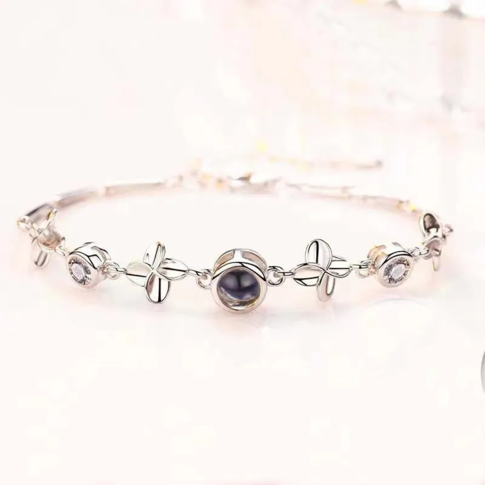 Floral 925 Bracelet with Hidden Photo