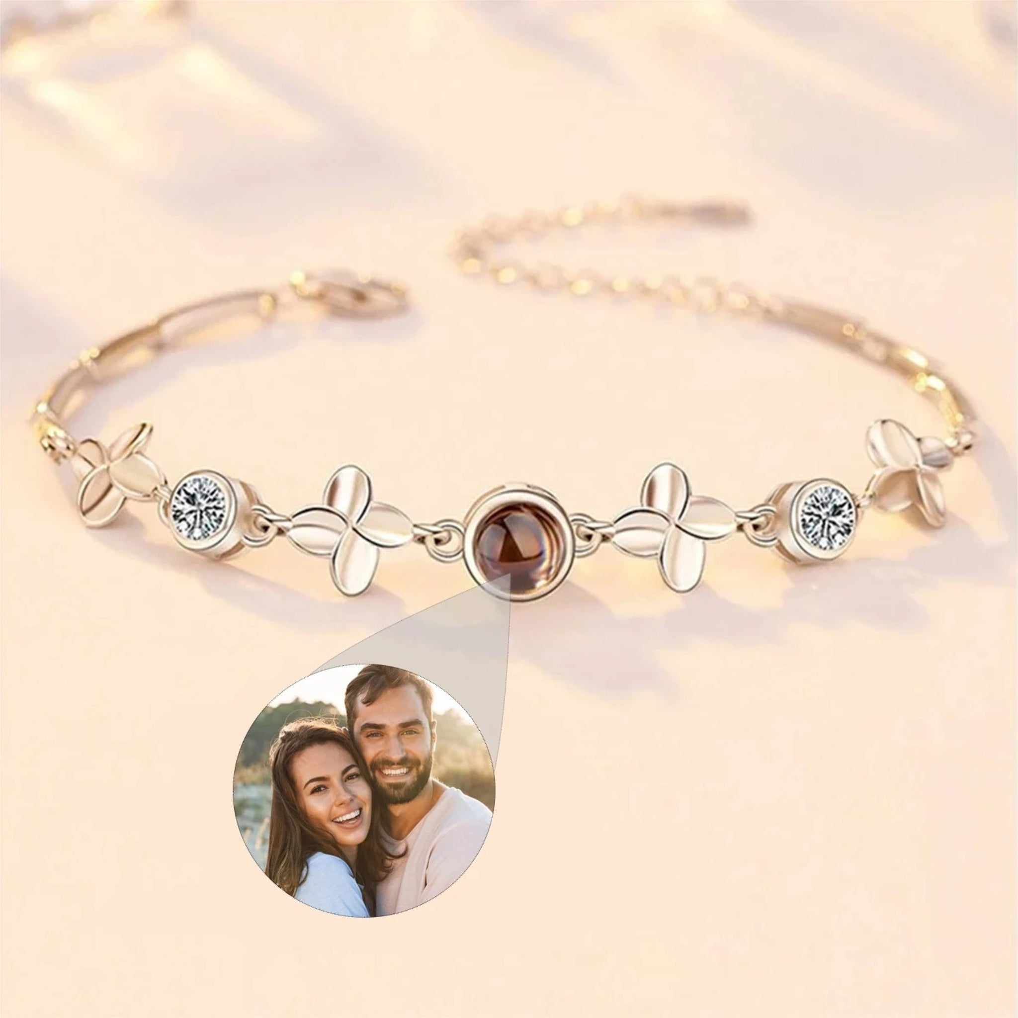Floral 925 Bracelet with Hidden Photo