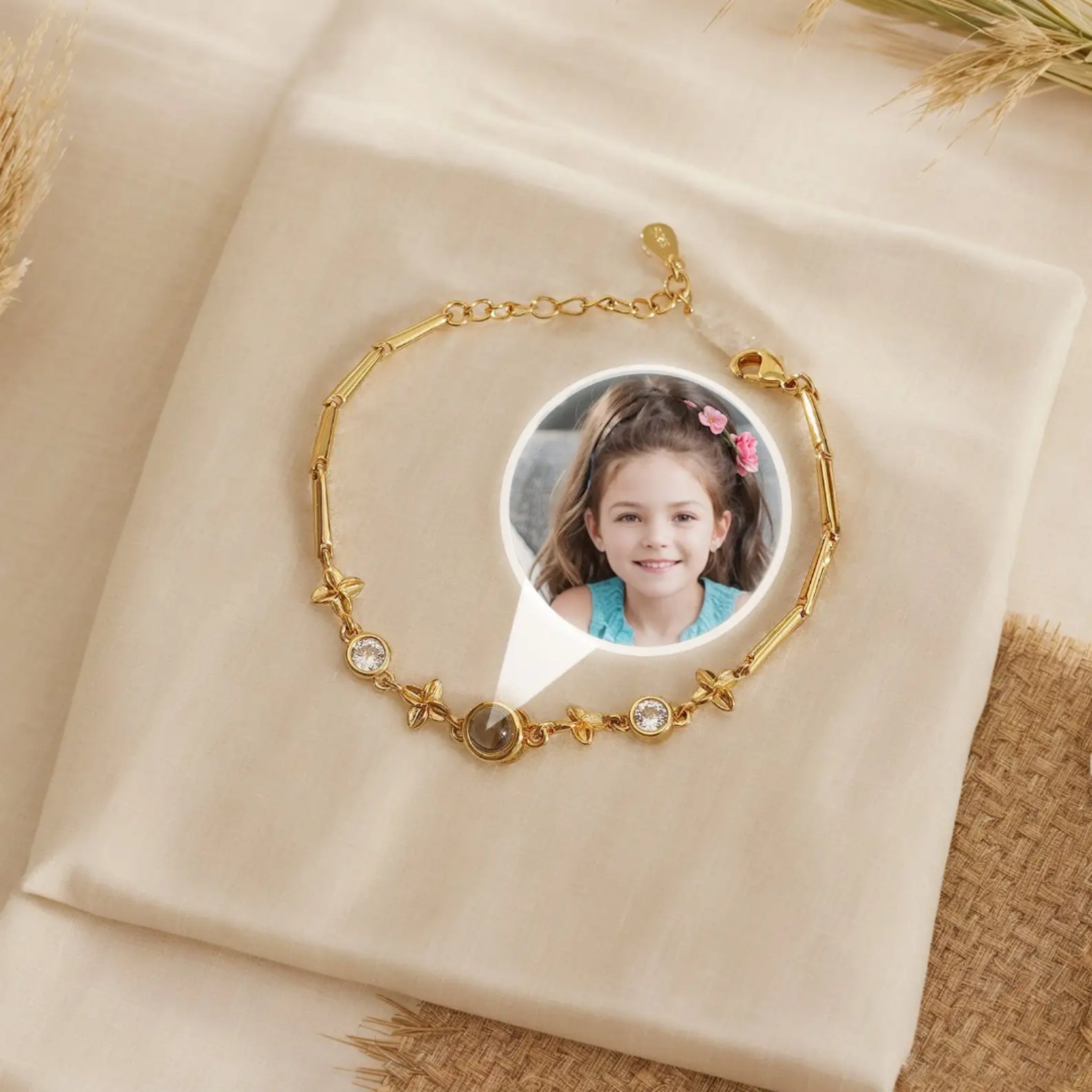 Floral 925 Bracelet with Hidden Photo