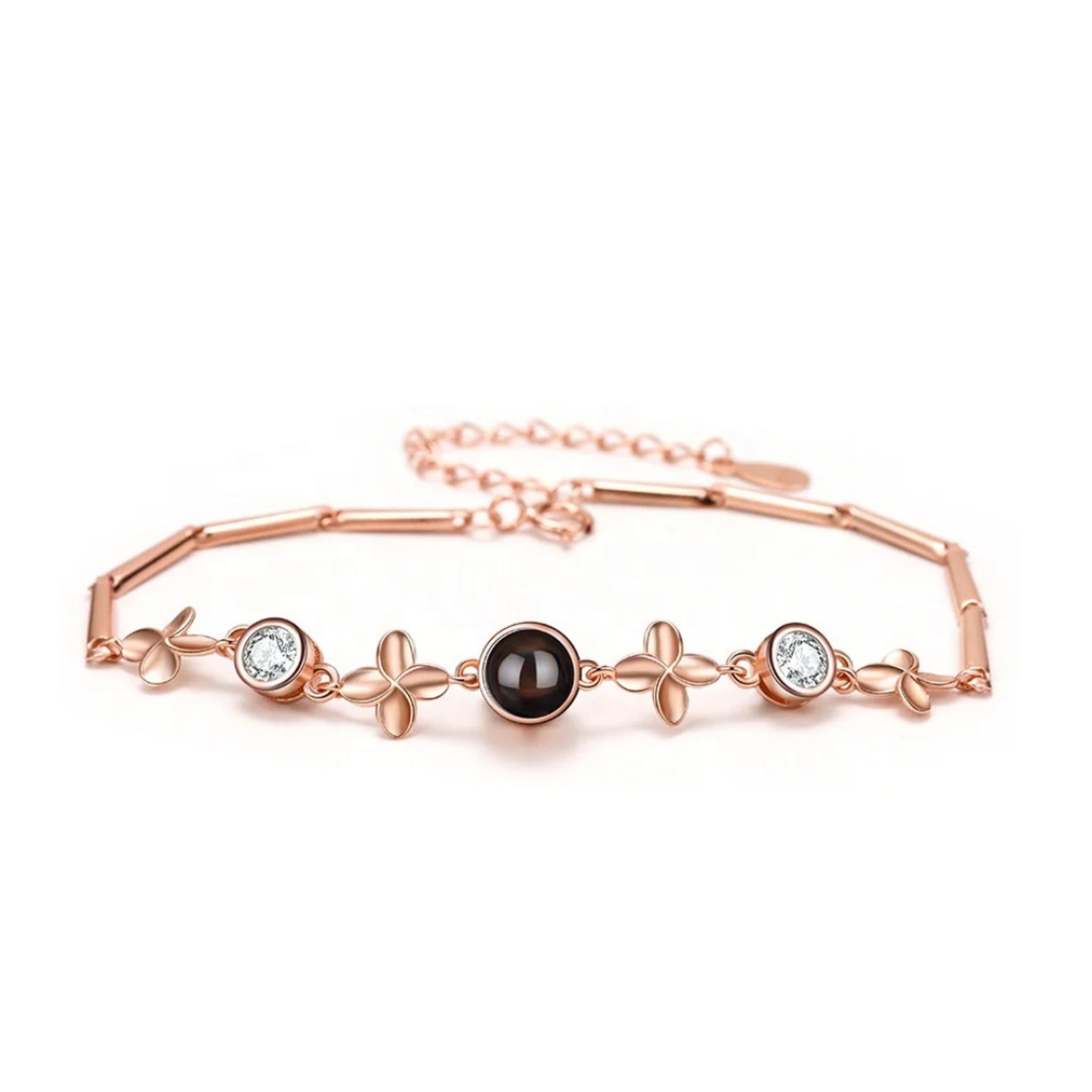 Floral 925 Bracelet with Hidden Photo