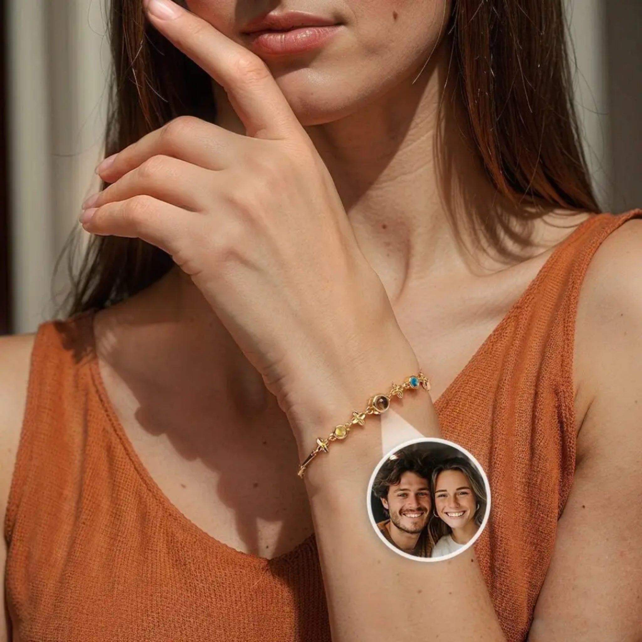 Floral 925 Bracelet with Hidden Photo