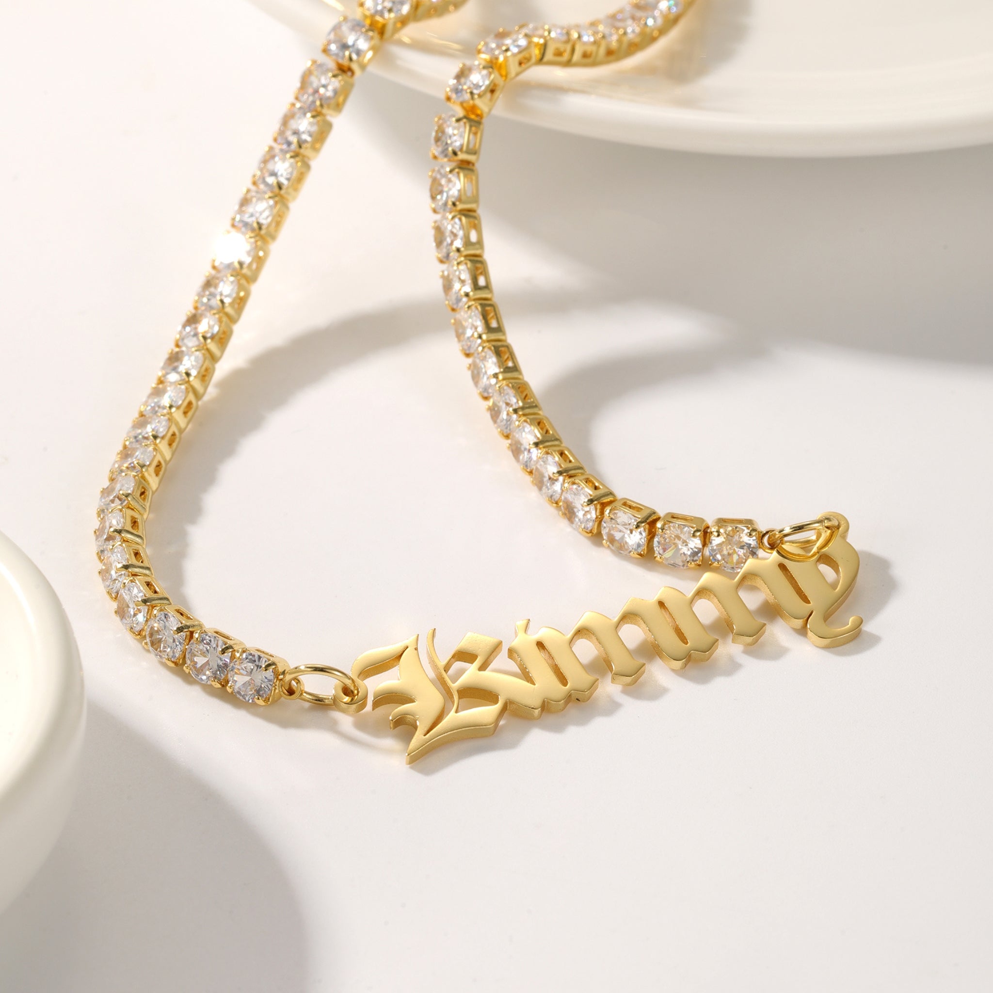 Name Pendant on Sparkling Tennis Chain