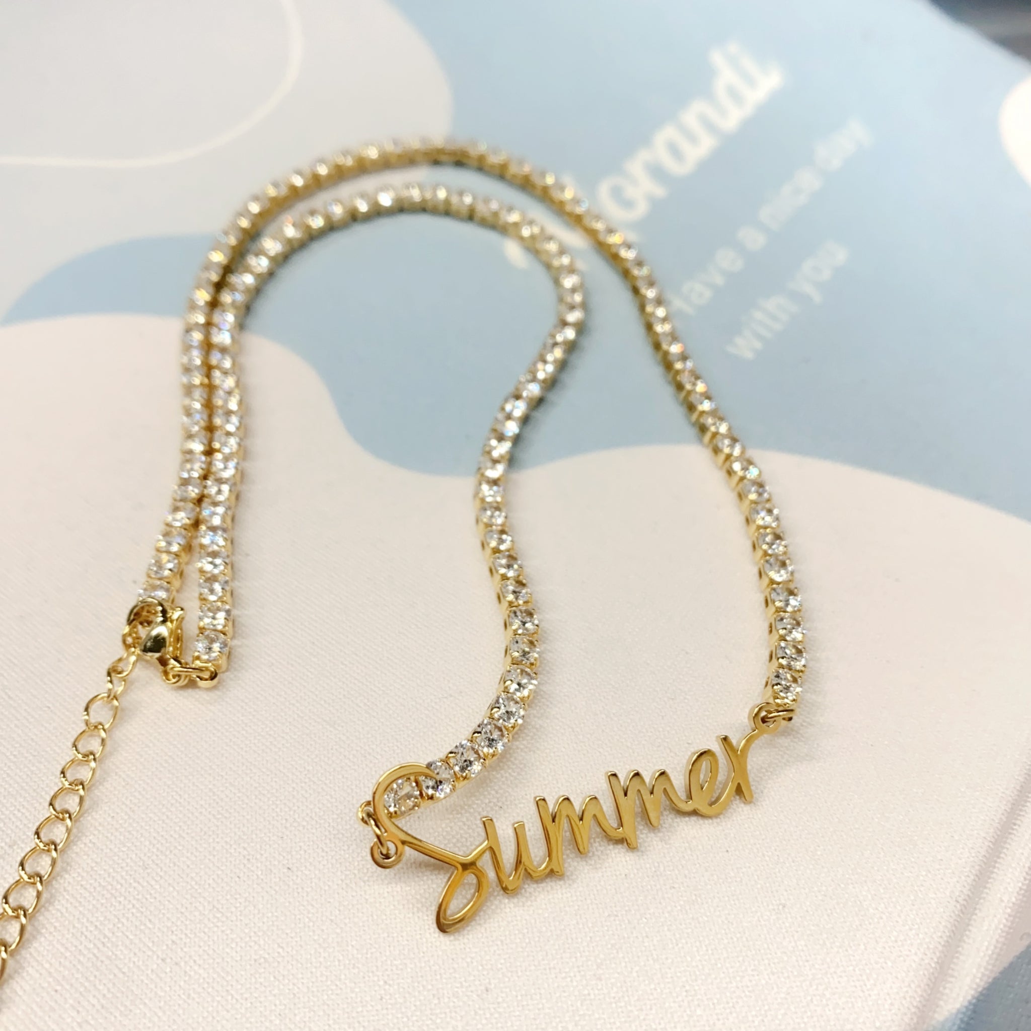 Name Pendant on Sparkling Tennis Chain