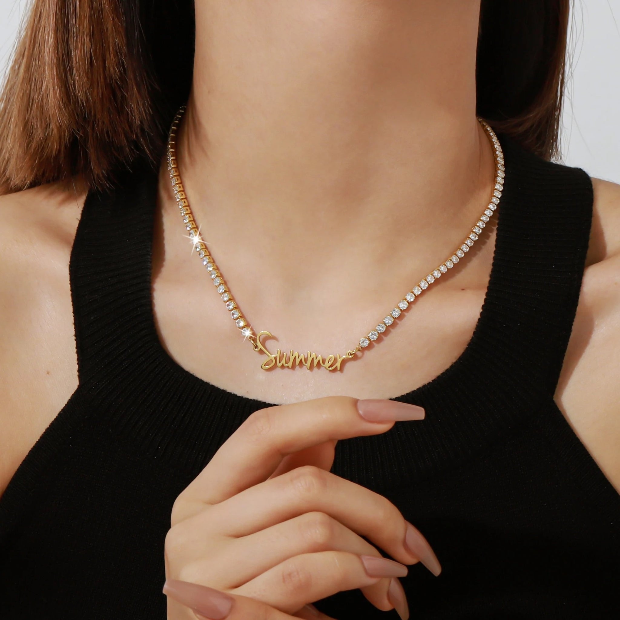 Name Pendant on Sparkling Tennis Chain