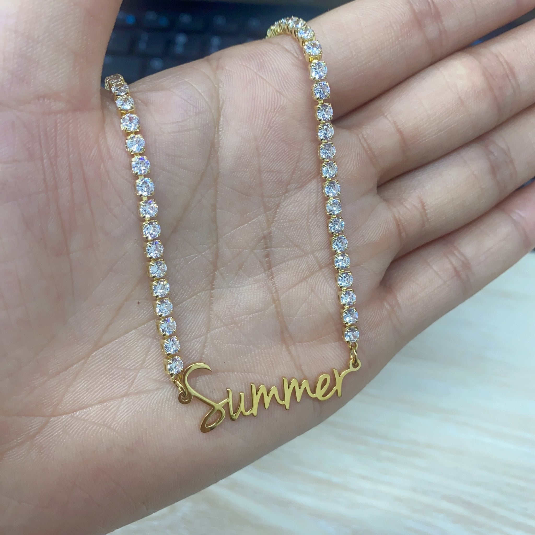 Name Pendant on Sparkling Tennis Chain