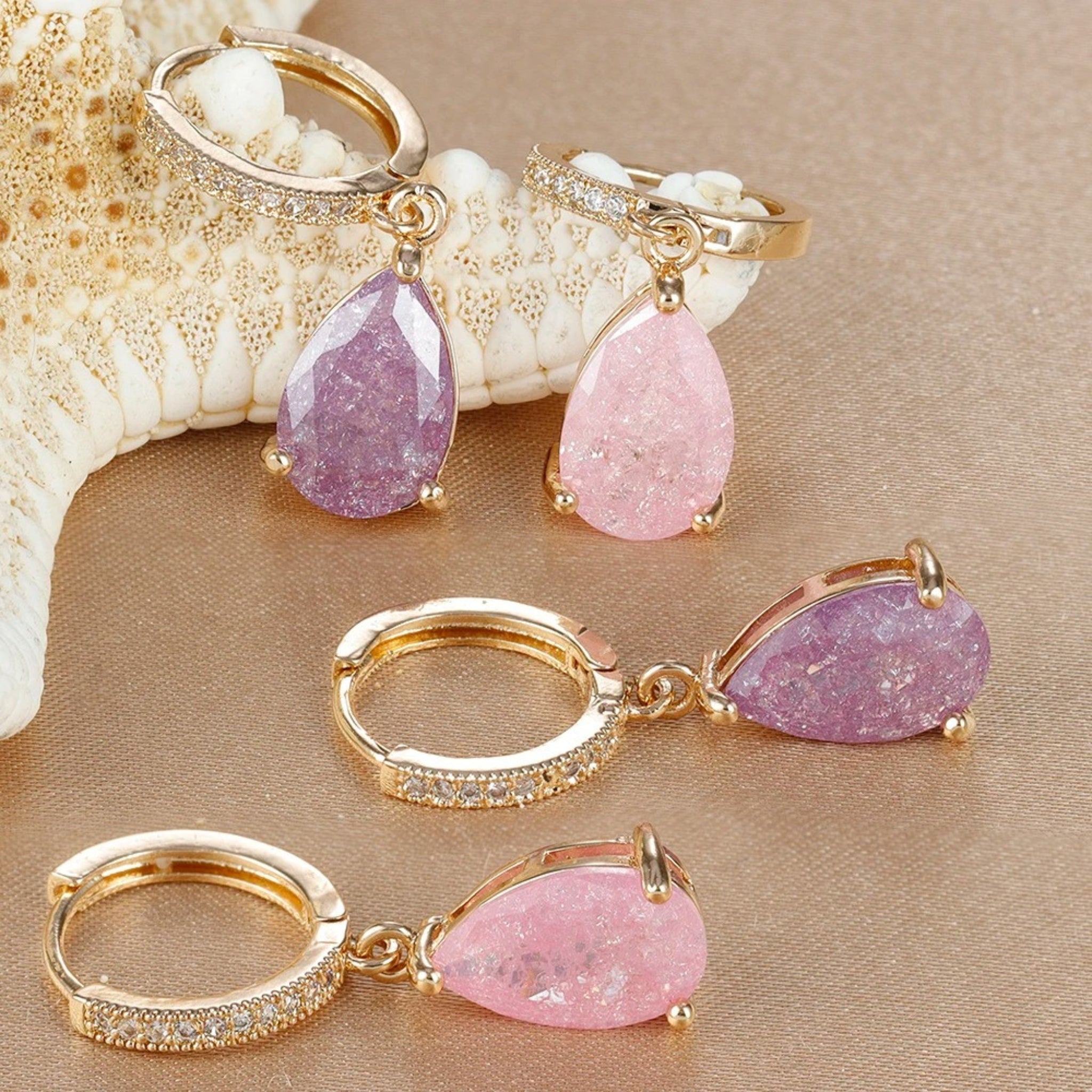 Pave Hoops with Birthstone Charm