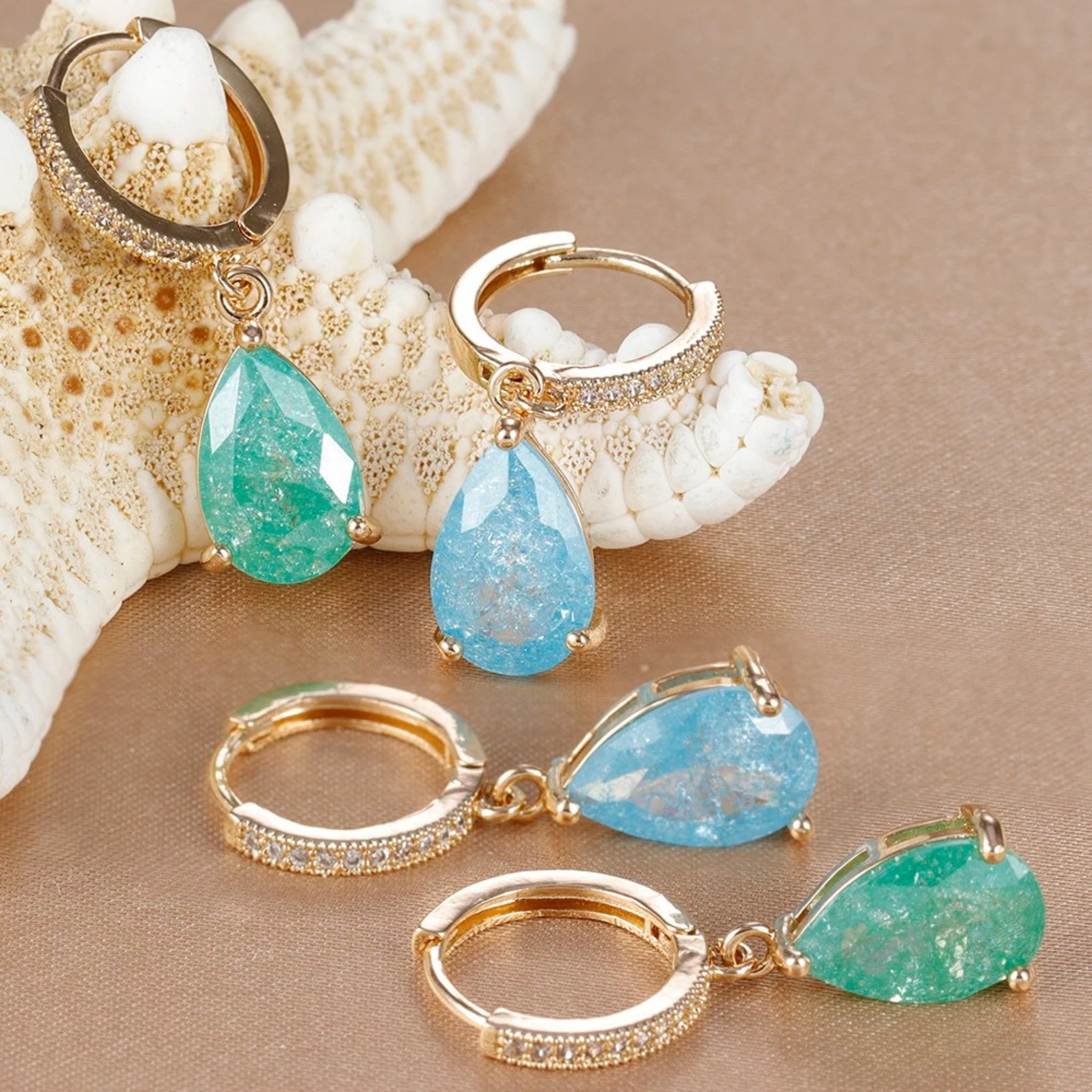 Pave Hoops with Birthstone Charm